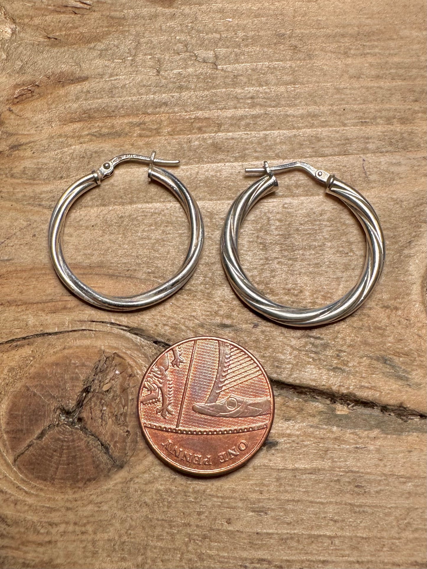 Vintage Twisted Hoops Italy 925 Silver Earrings