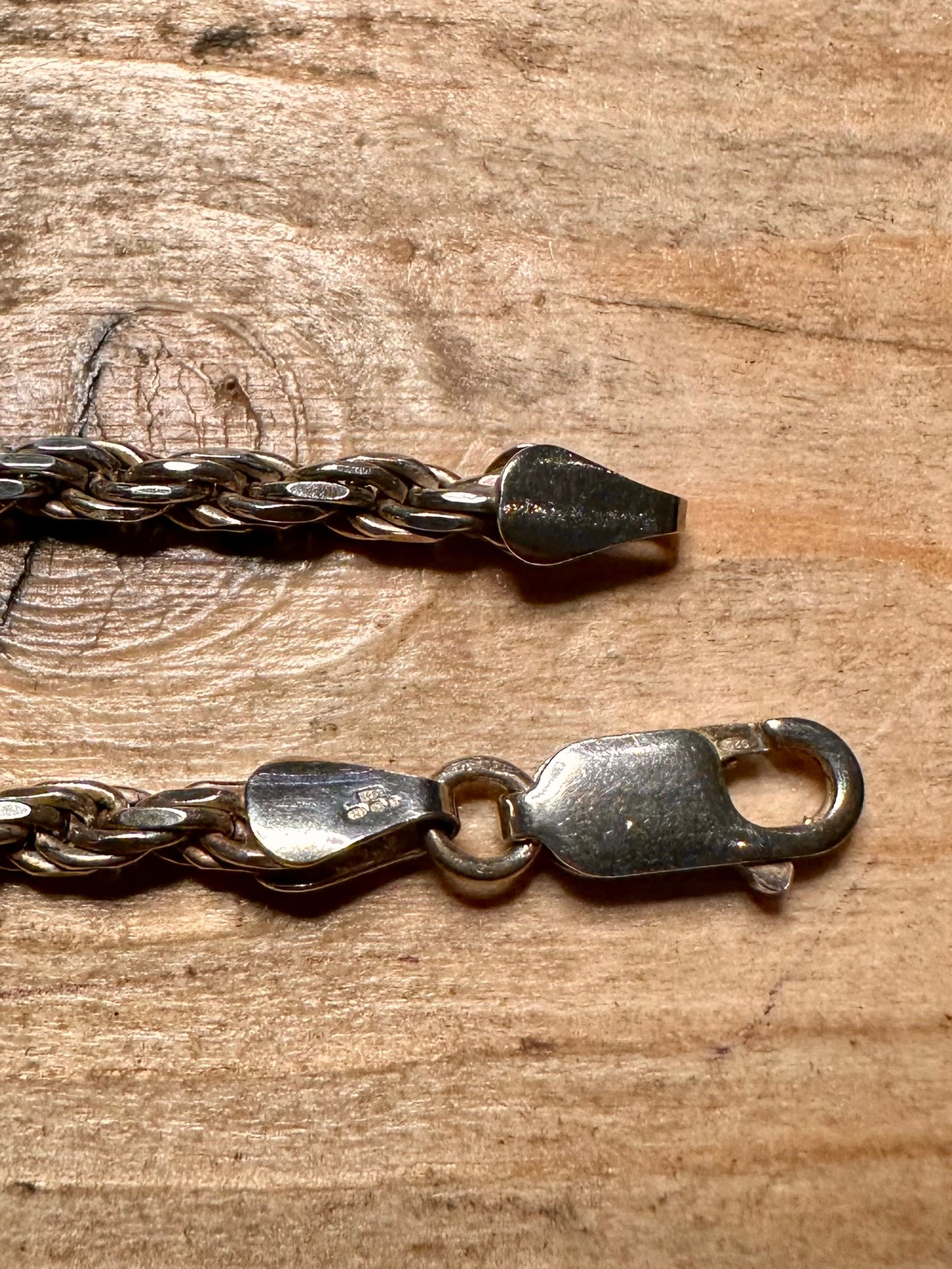 Vintage Rope Chain 925 Silver 7.4 inch Bracelet