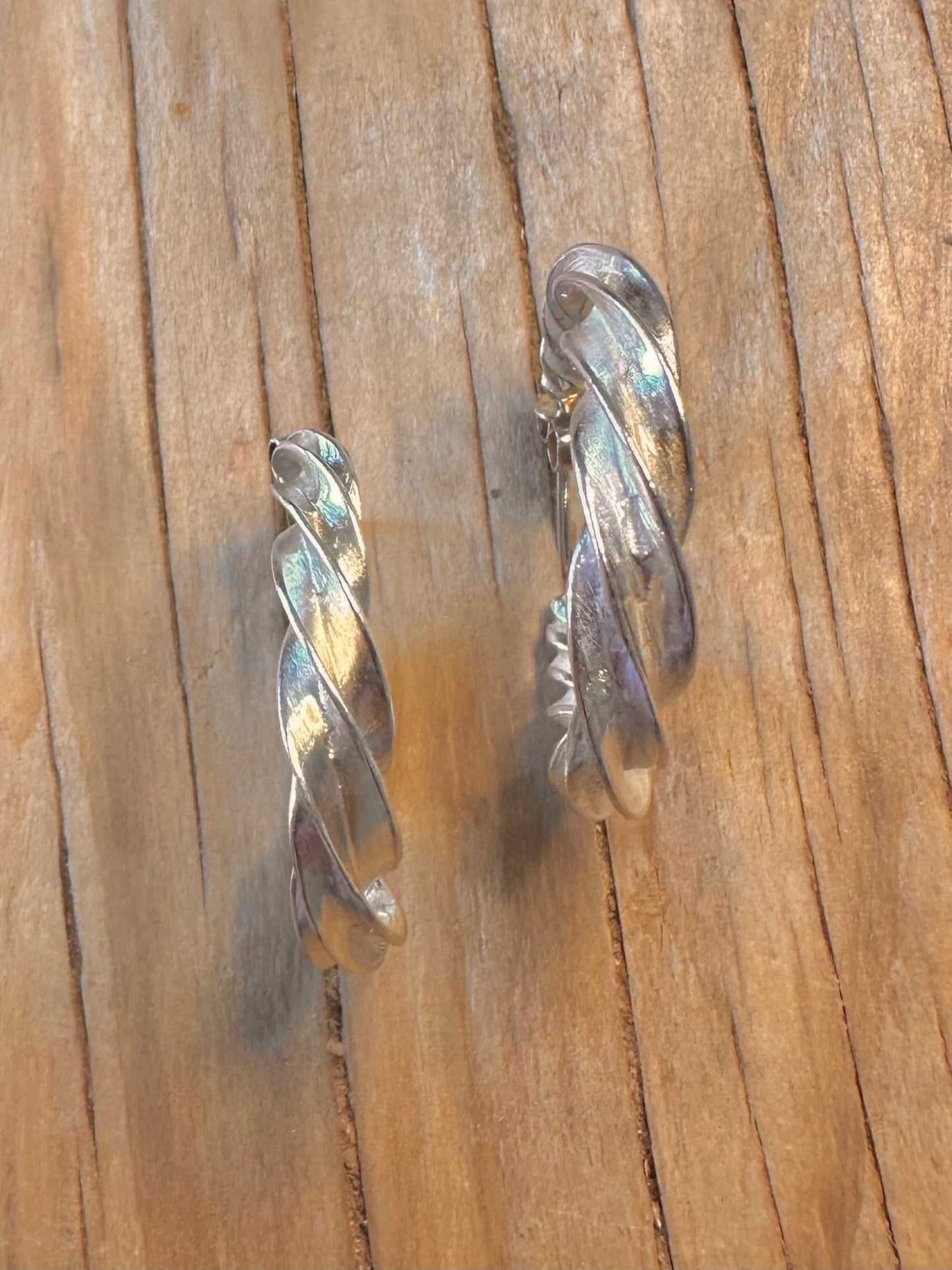 Modernist Chunky Twisted Hoops 925 Silver Earrings