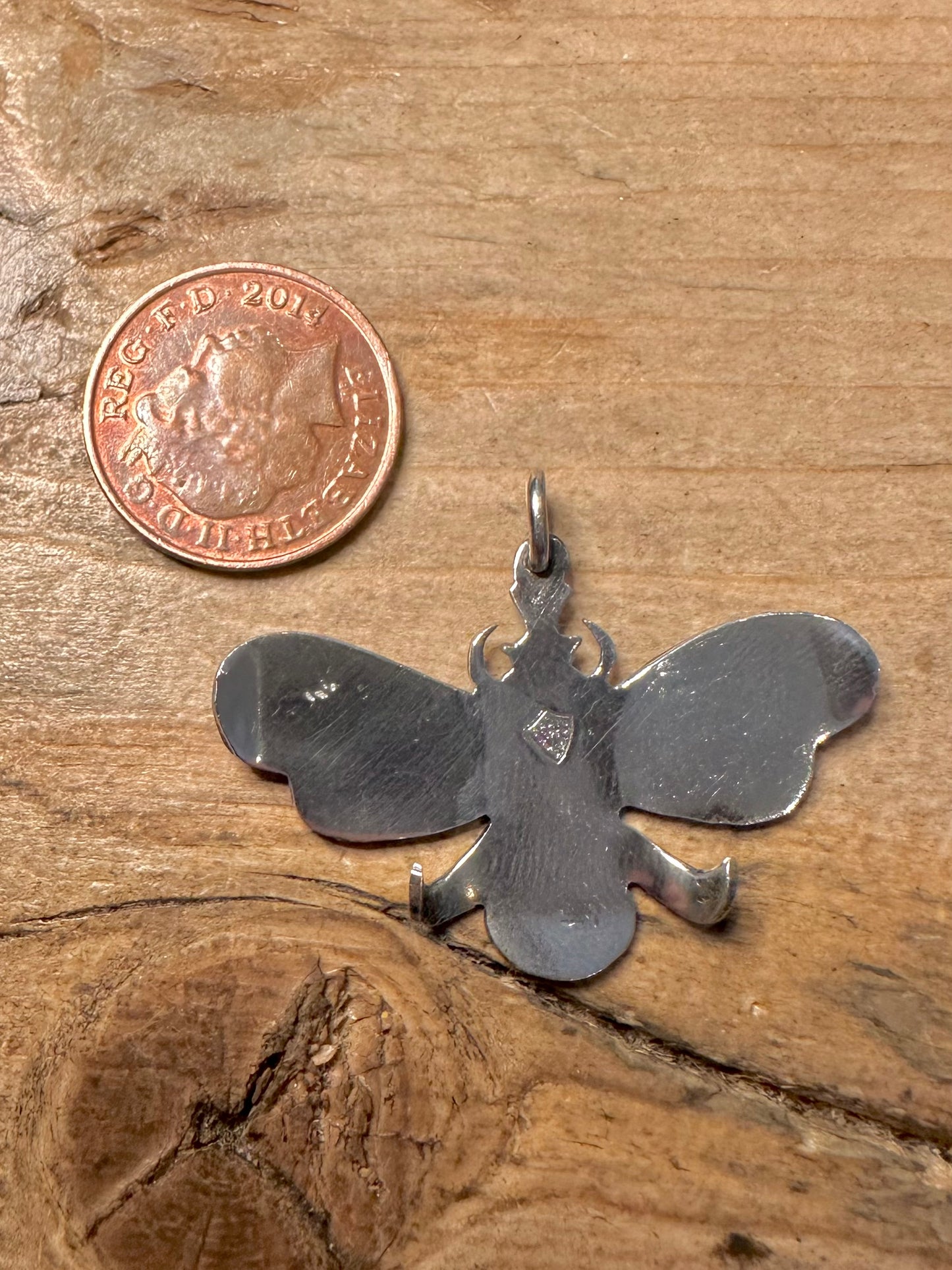 Vintage Enamel Bee Mexican 925 Silver Pendant