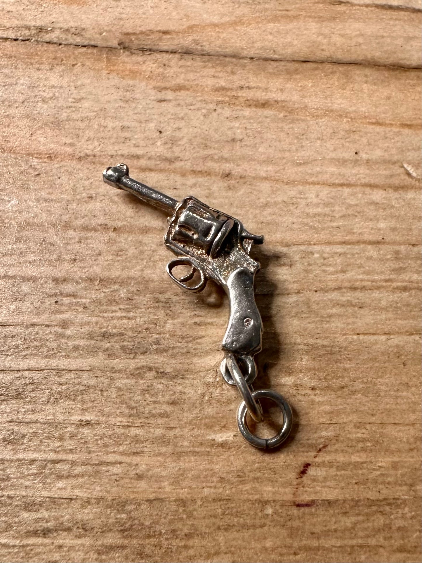 Vintage Revolver 925 Silver Charm Pendant