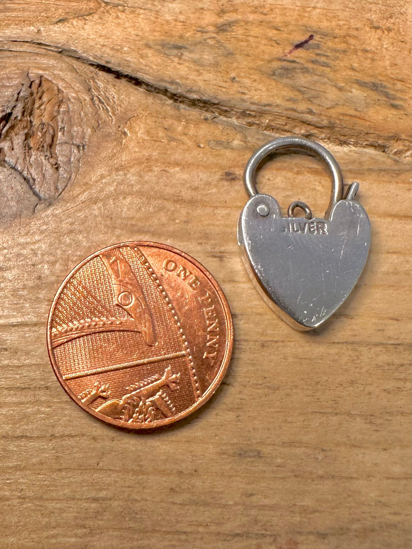 Vintage Heart Padlock 925 Silver Pendant
