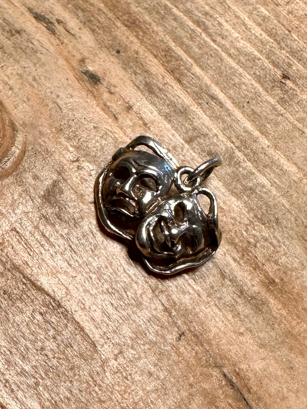 Vintage Comedy and Tragedy Mask 925 Silver Charm Pendant
