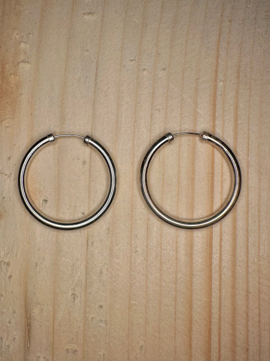 Rounded Hoops 925 Sterling Silver Earrings
