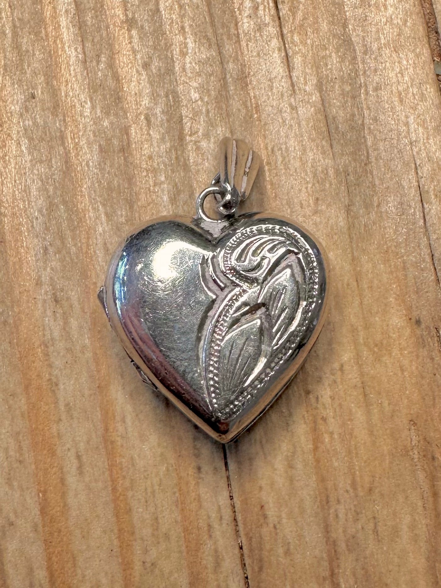 Vintage Heart Engraved Locket 925 Sterling Silver Pendant