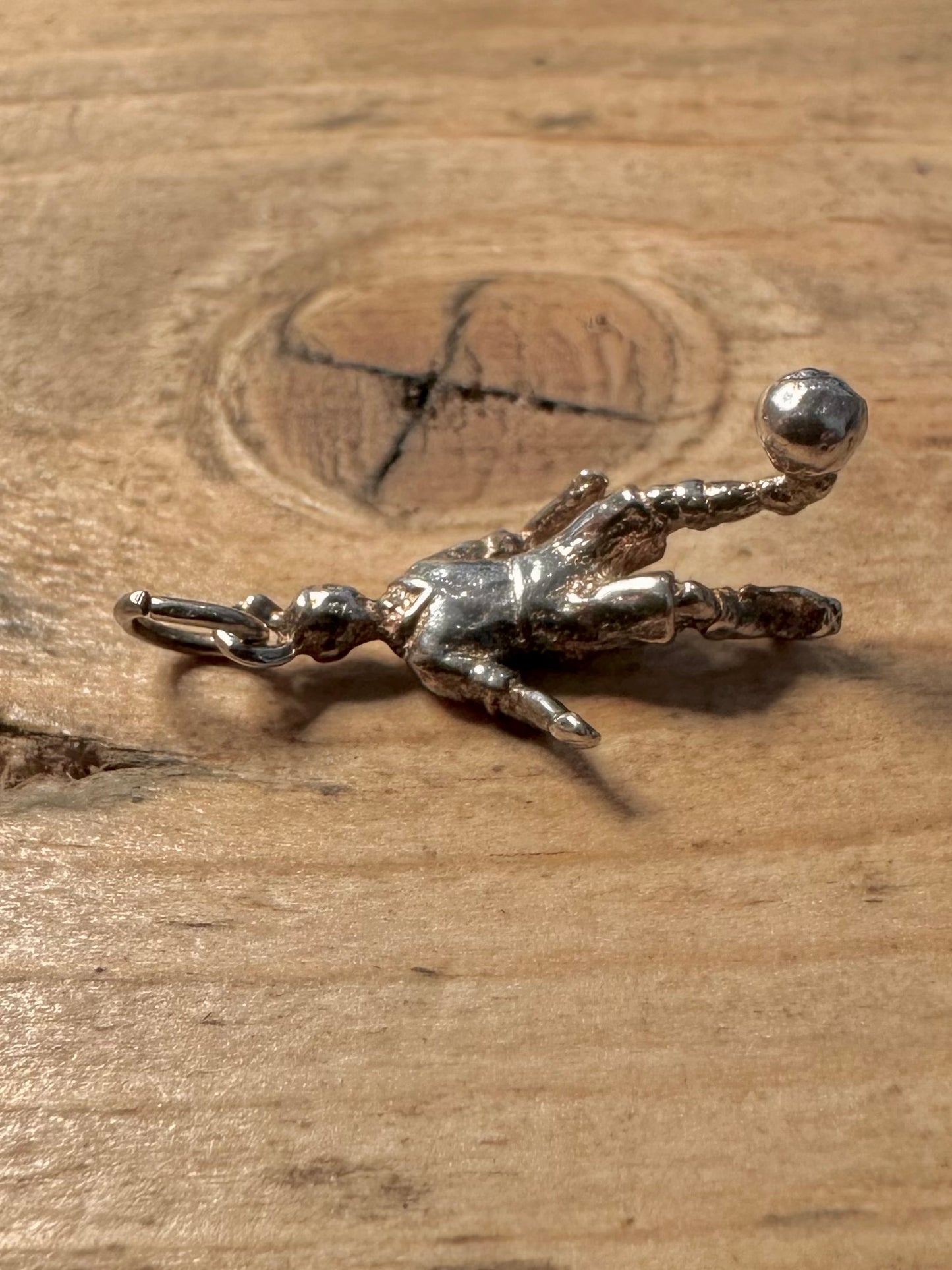 Vintage Footballer 925 Silver Charm Pendant