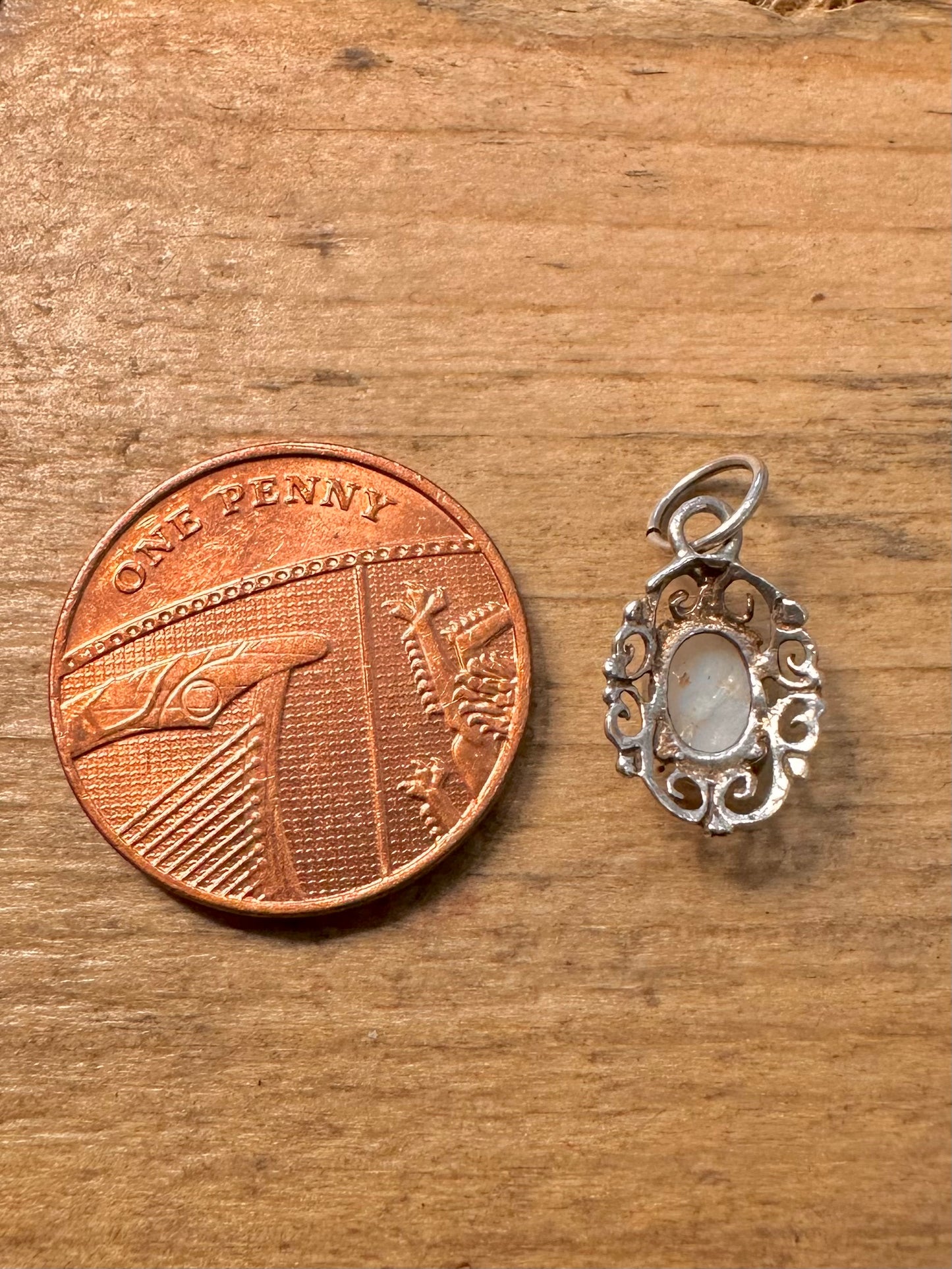 Vintage Opal Filigree 925 Silver Pendant