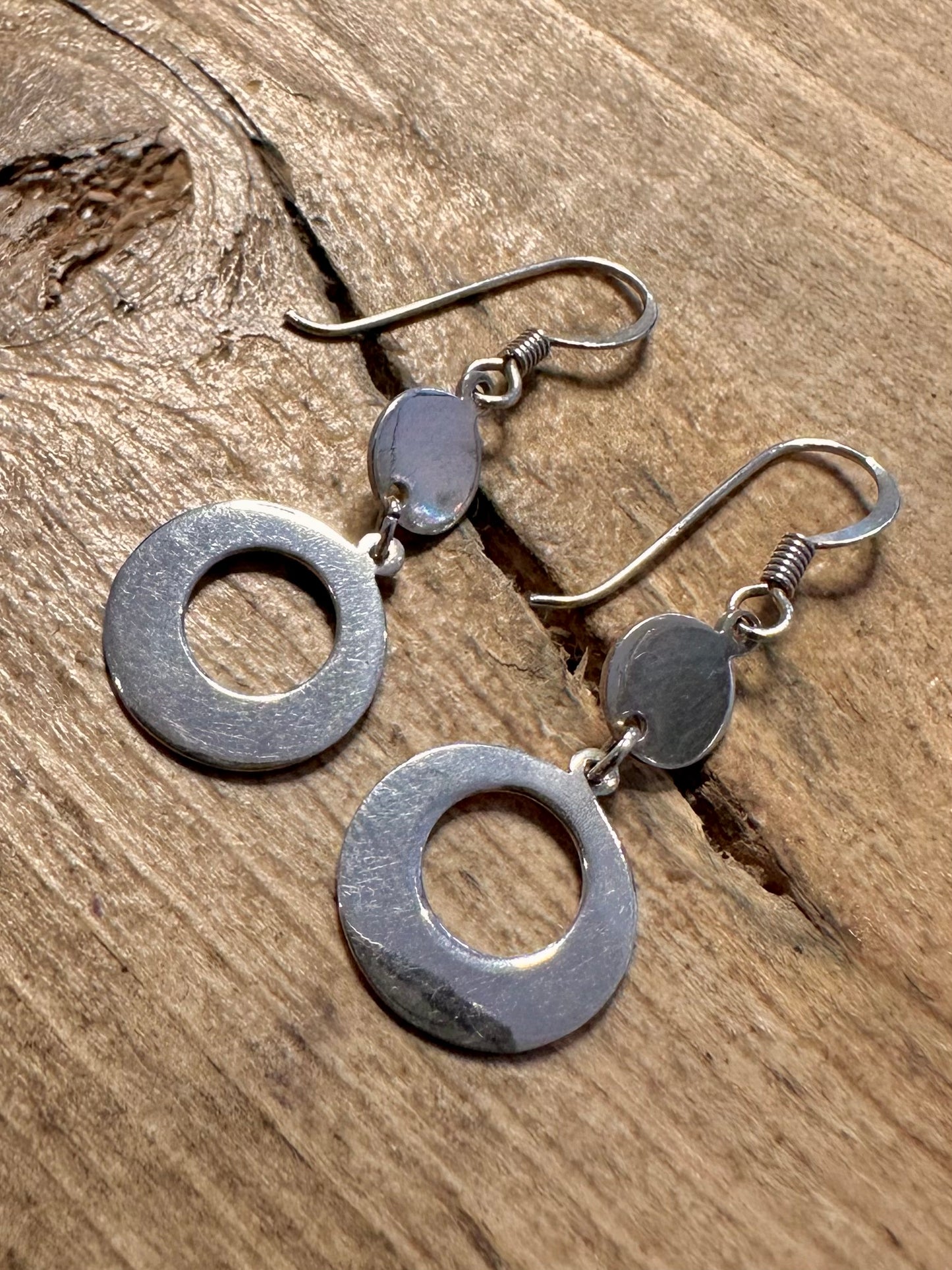 Abstract Circle Dangle 925 Silver Earrings