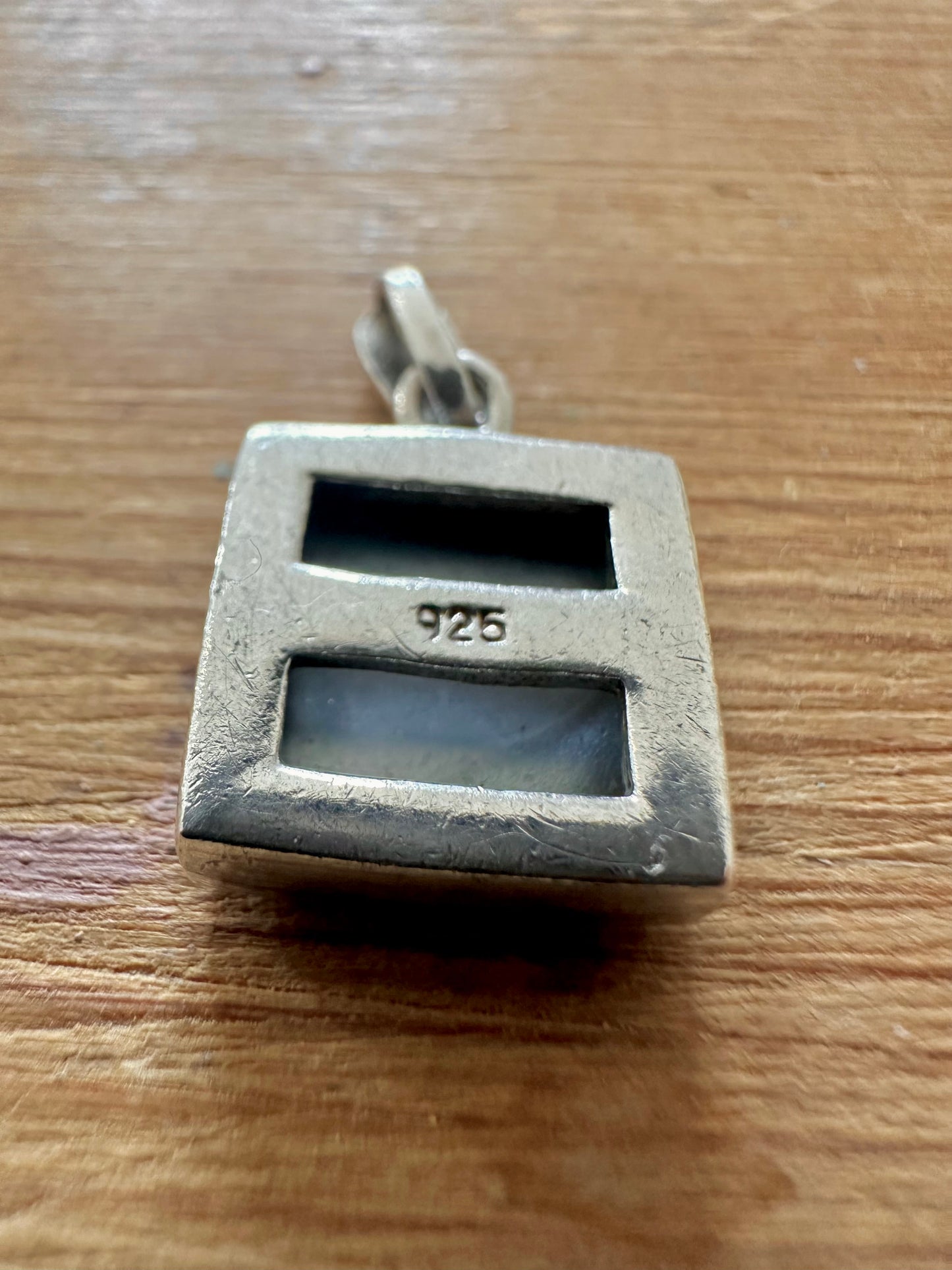 Modern Square Abalone 925 Silver Pendant