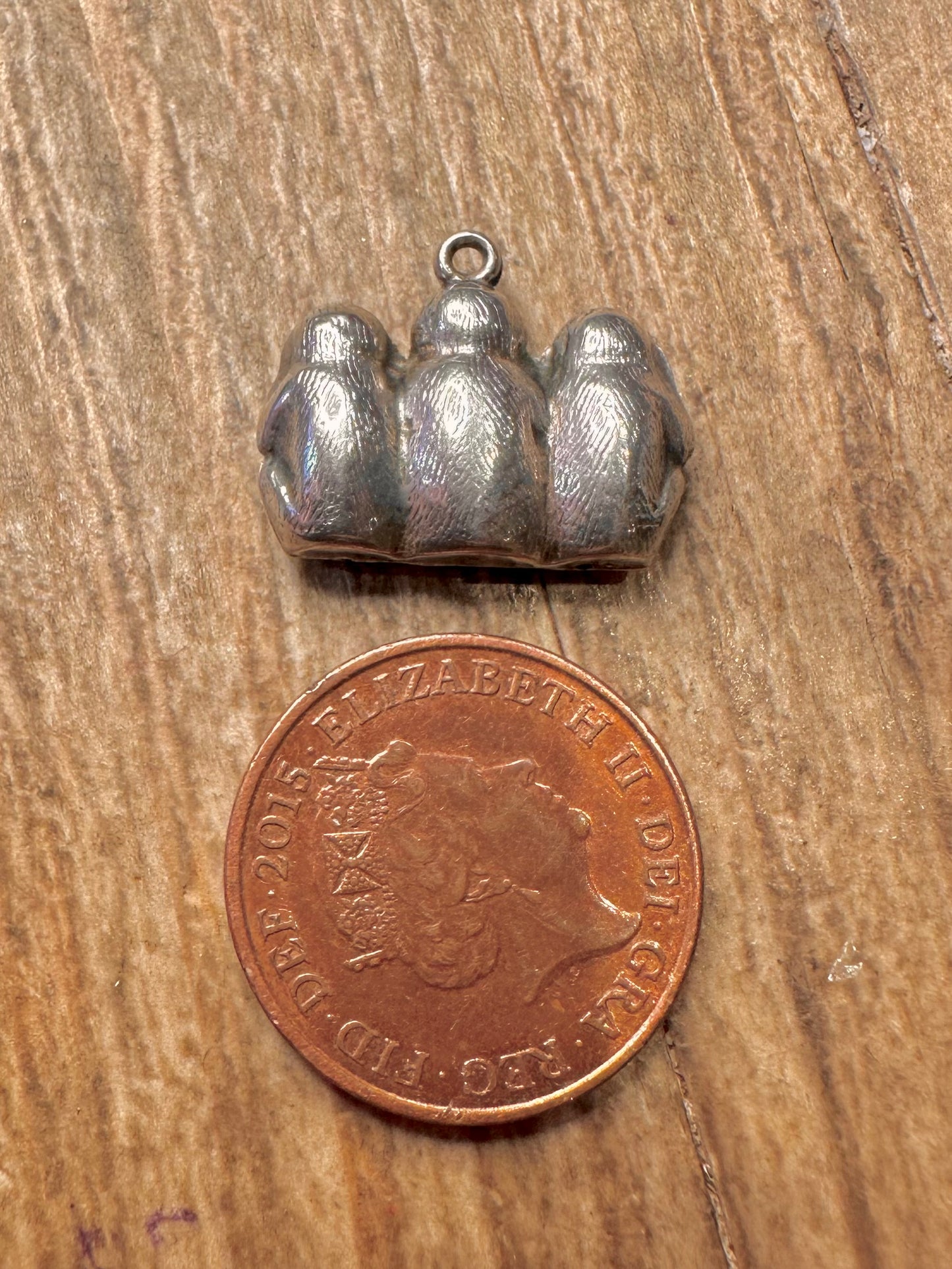Vintage Three Wise Monkeys 925 Sterling Silver Pendant