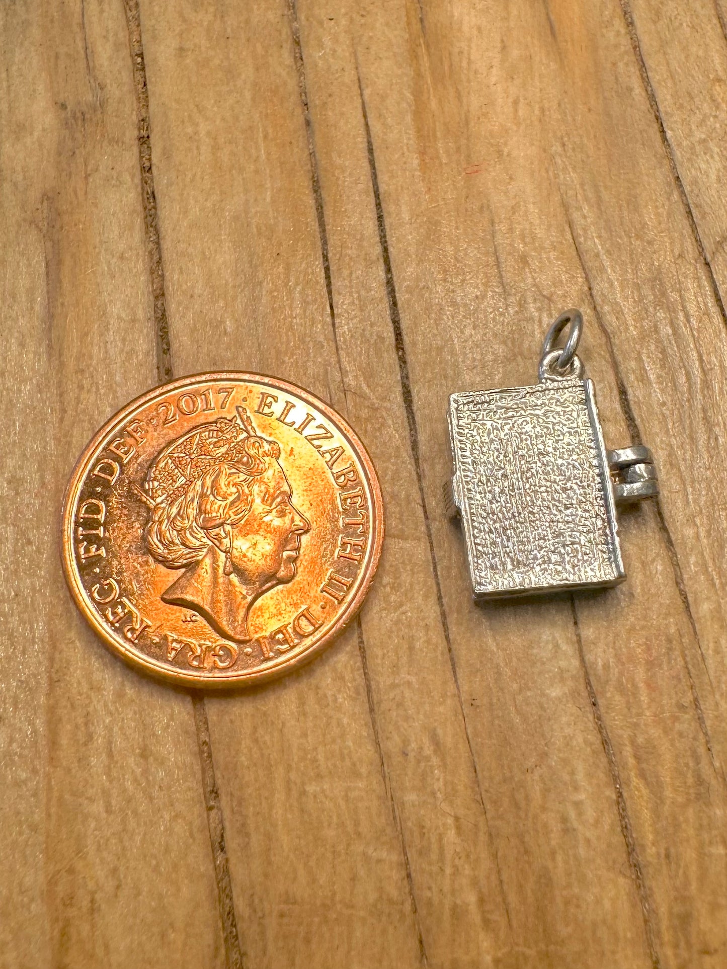 Vintage Bible with Papers 925 Sterling Silver Charm Pendant