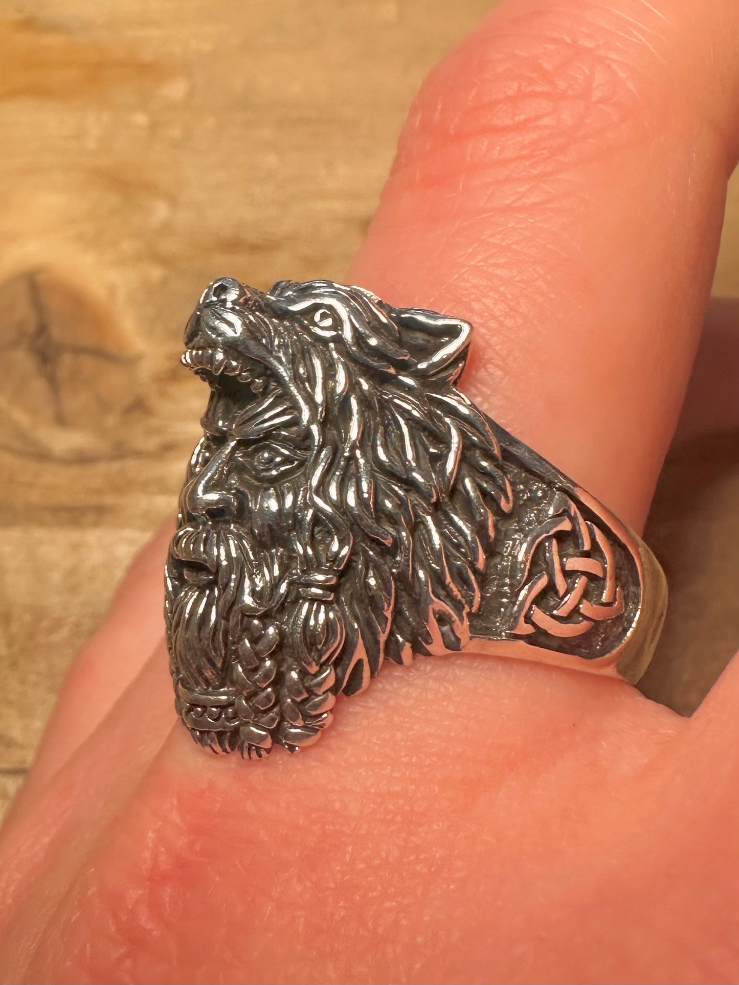 Vintage Viking Head Celtic 925 Silver Size Z Ring