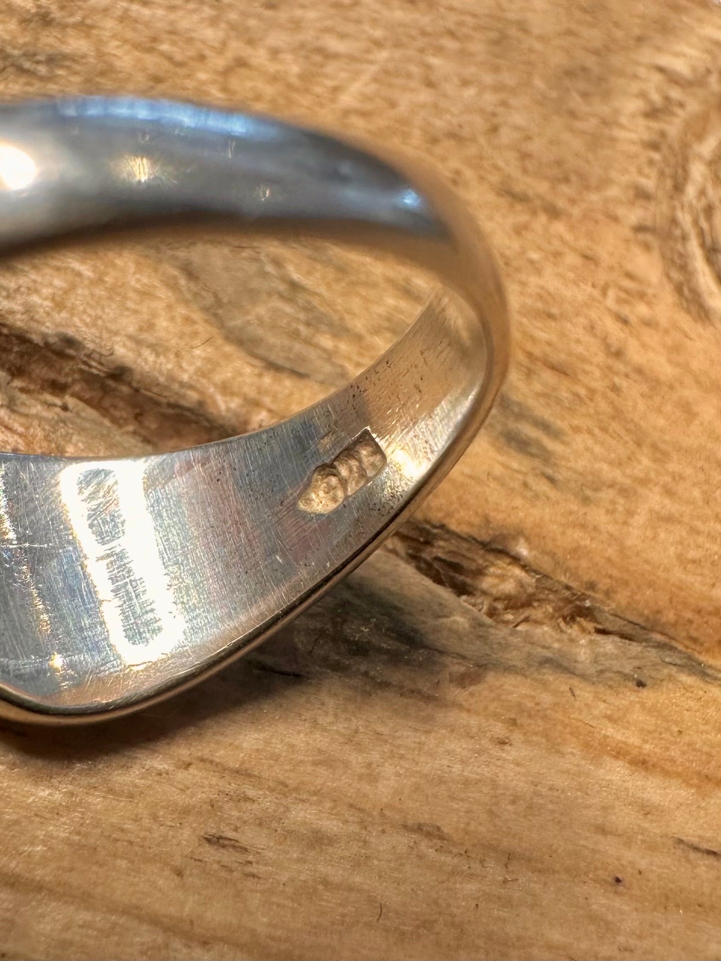 Abstract Blue Stone Open 925 Silver Size O Ring