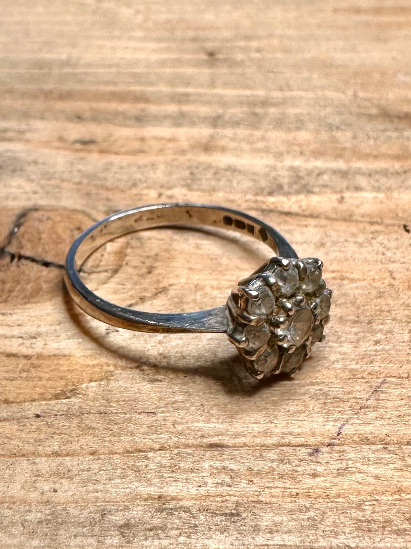 Vintage 1988 CZ Cluster 925 Silver Size N Ring