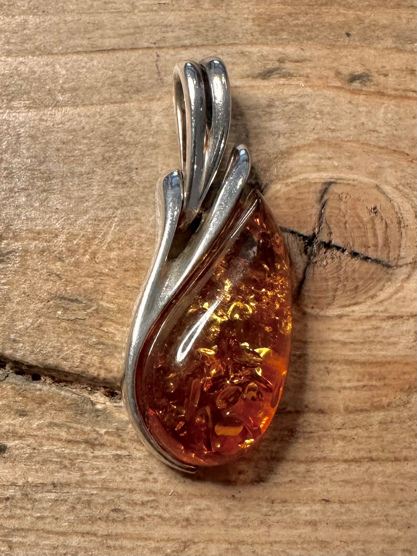 Abstract Amber 925 Silver Pendant