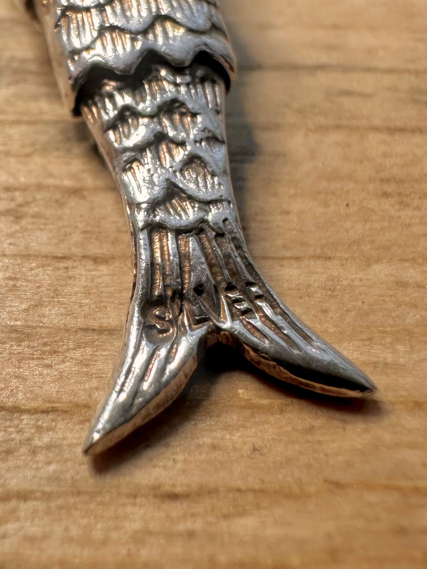 Vintage Articulated Fish 925 Silver Pendant