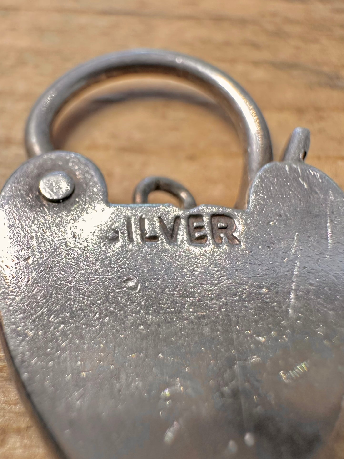 Vintage Heart Padlock 925 Silver Pendant