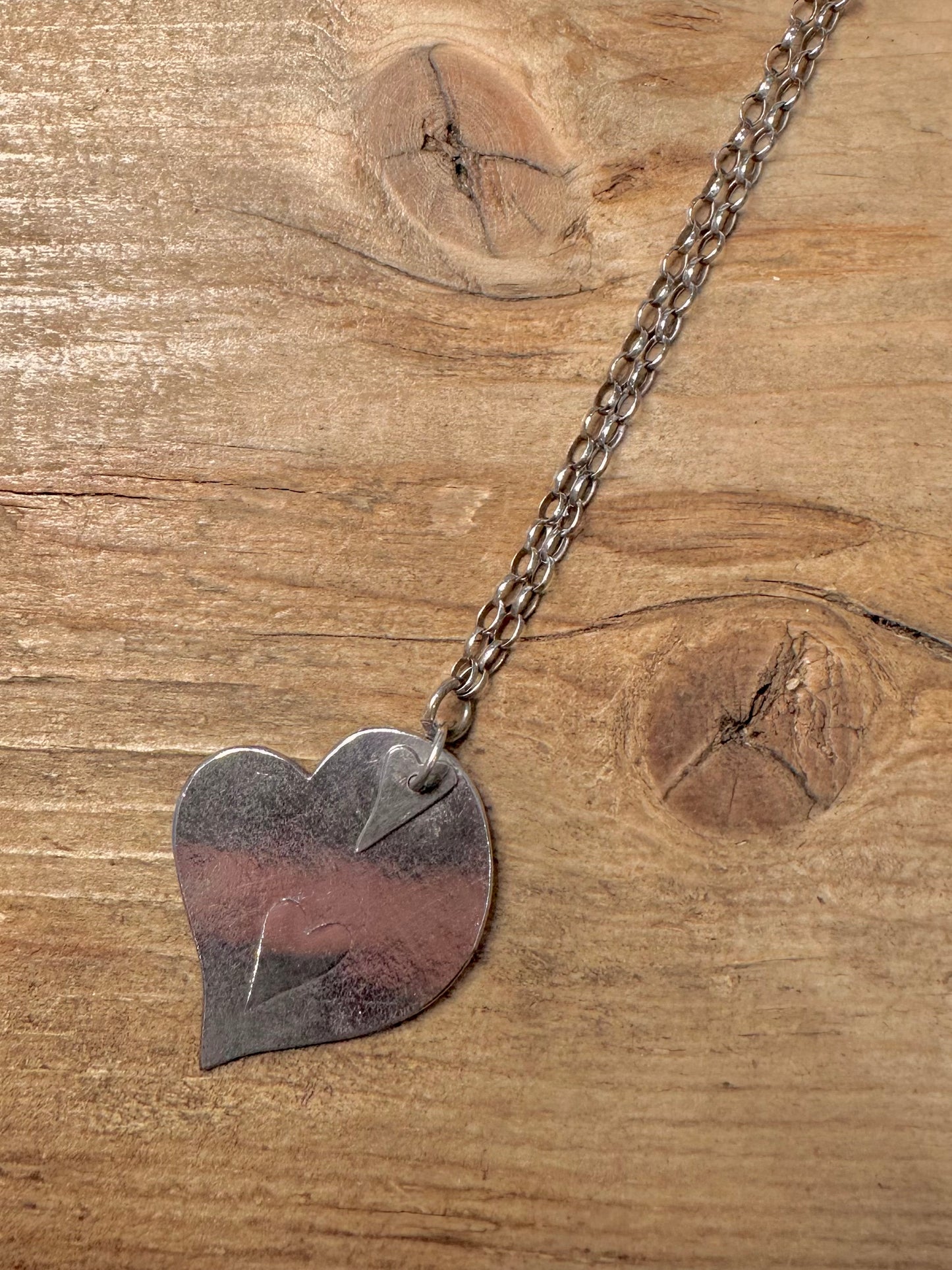 Abstract Heart Belcher Chain 925 Silver 18.8 inch Necklace