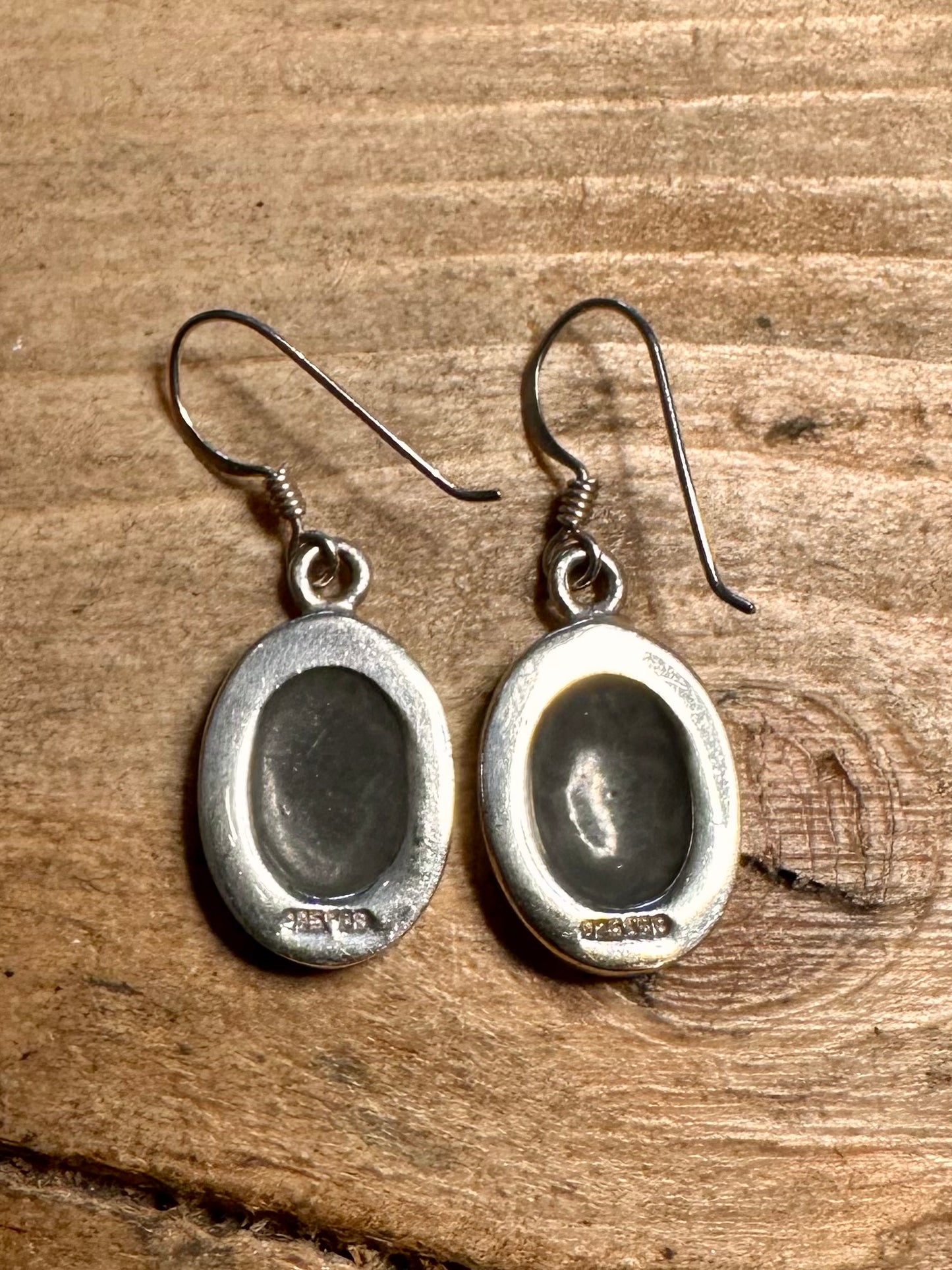 Vintage Abalone Oval 925 Silver Earrings