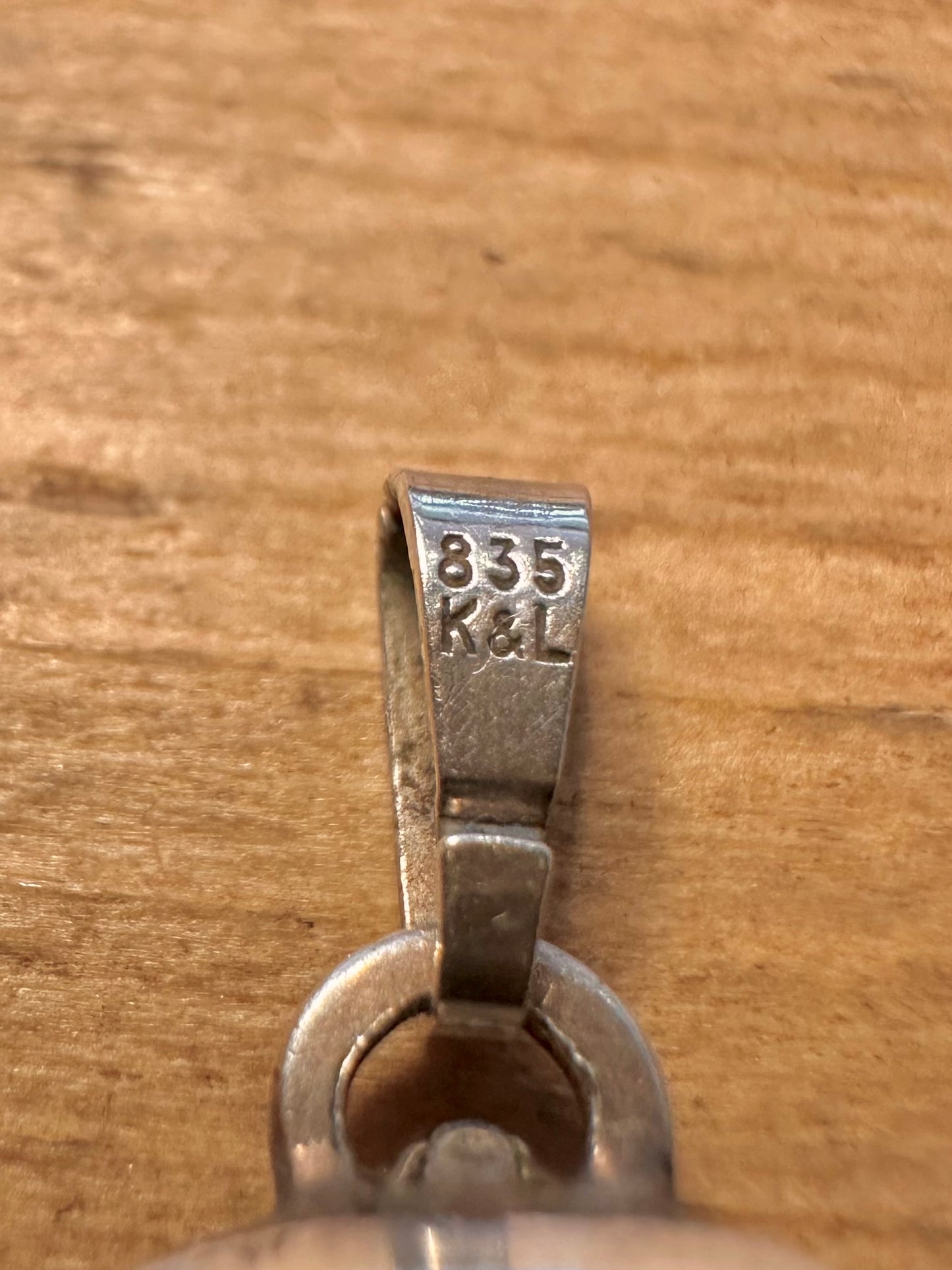 Vintage Abstract Triangle Engraved 835 Silver Locket Pendant