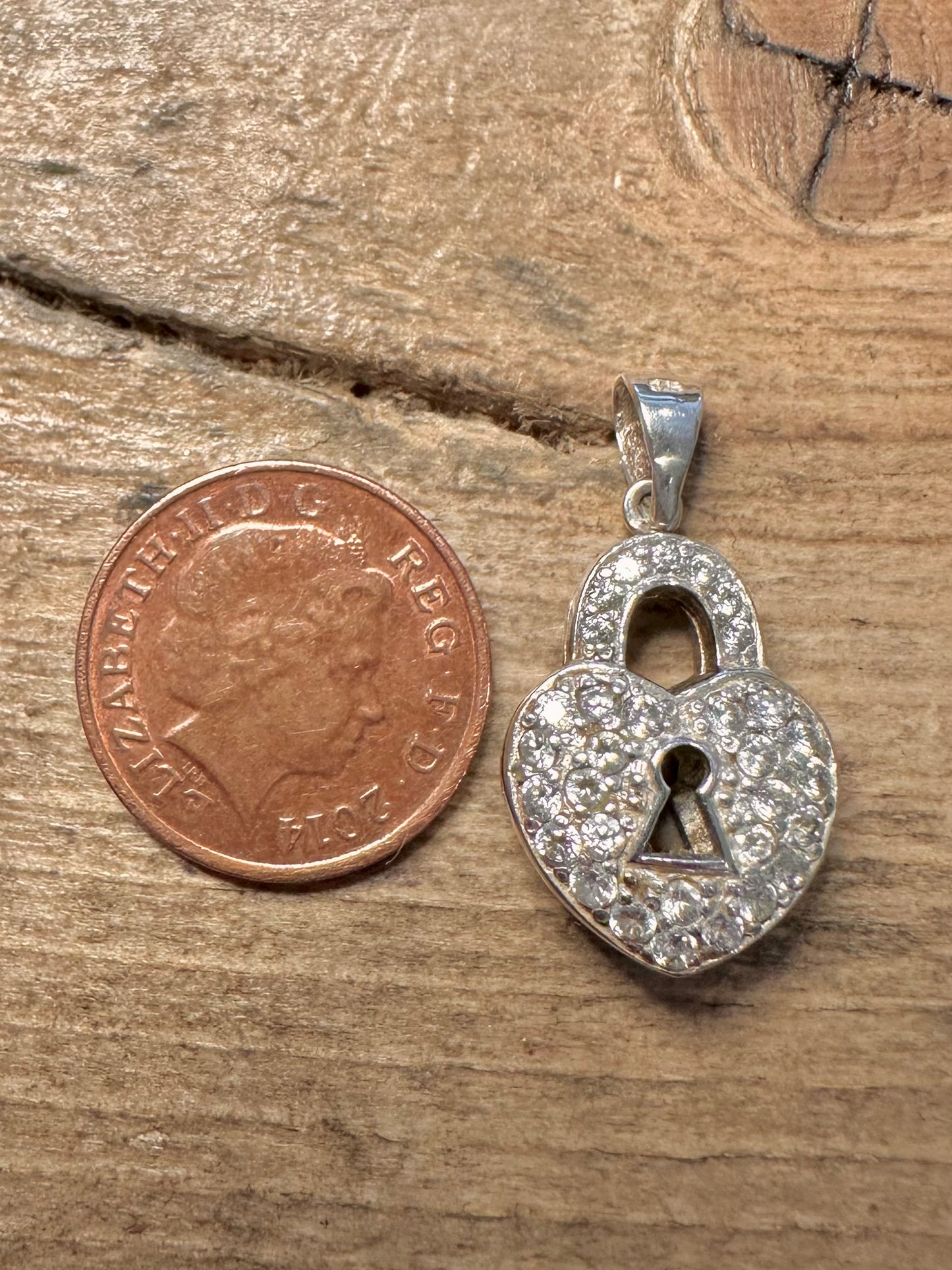 Modern CZ Padlock 925 Silver Pendant