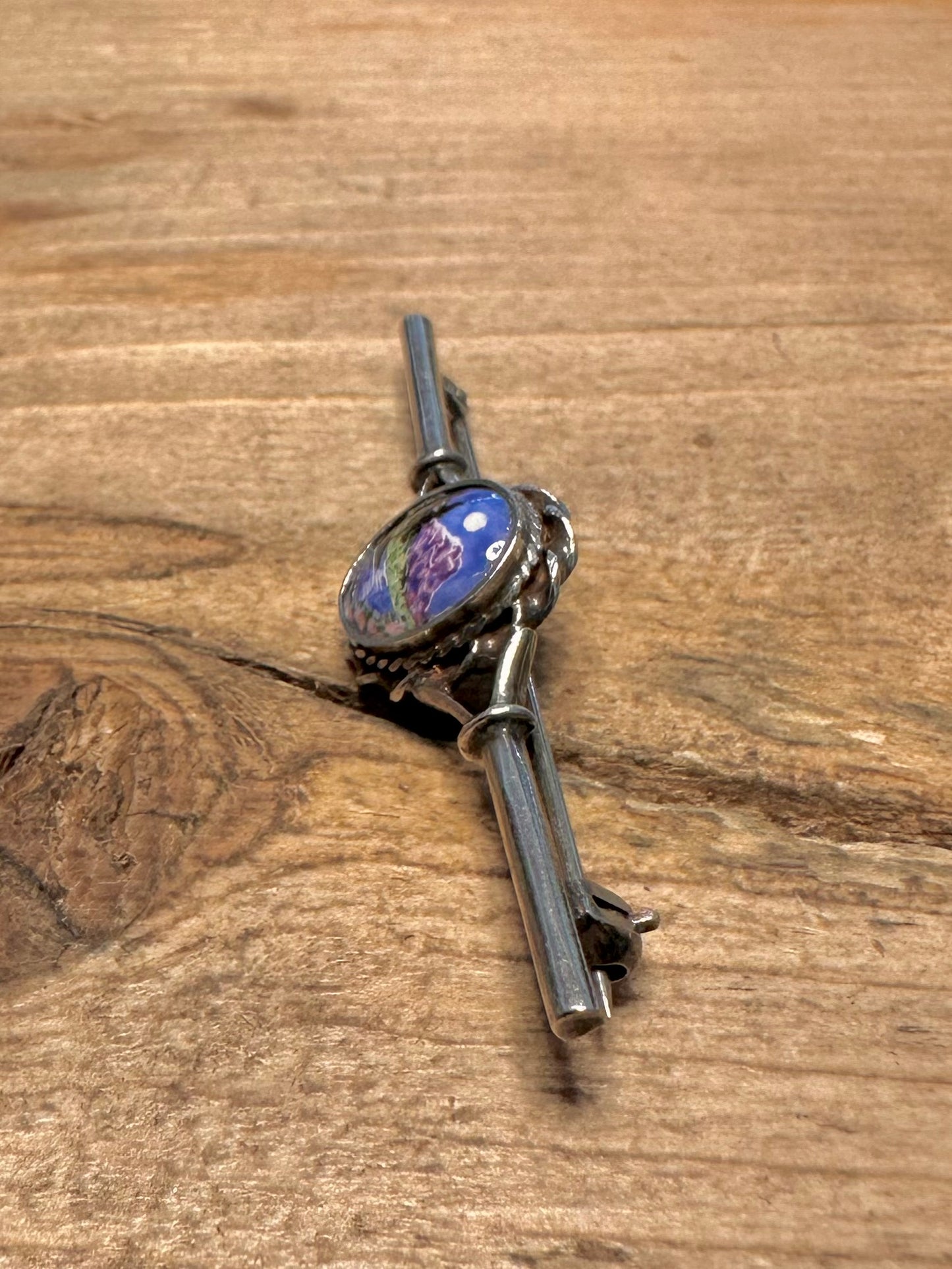 Vintage Scenic Picture 925 Silver Brooch