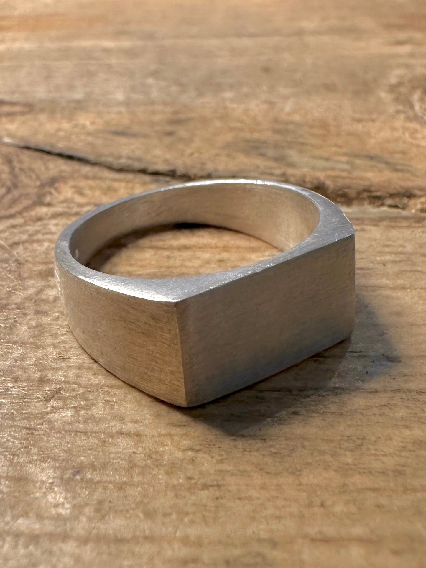 Modern Plain Rectangle Signet 925 Silver Size O Ring