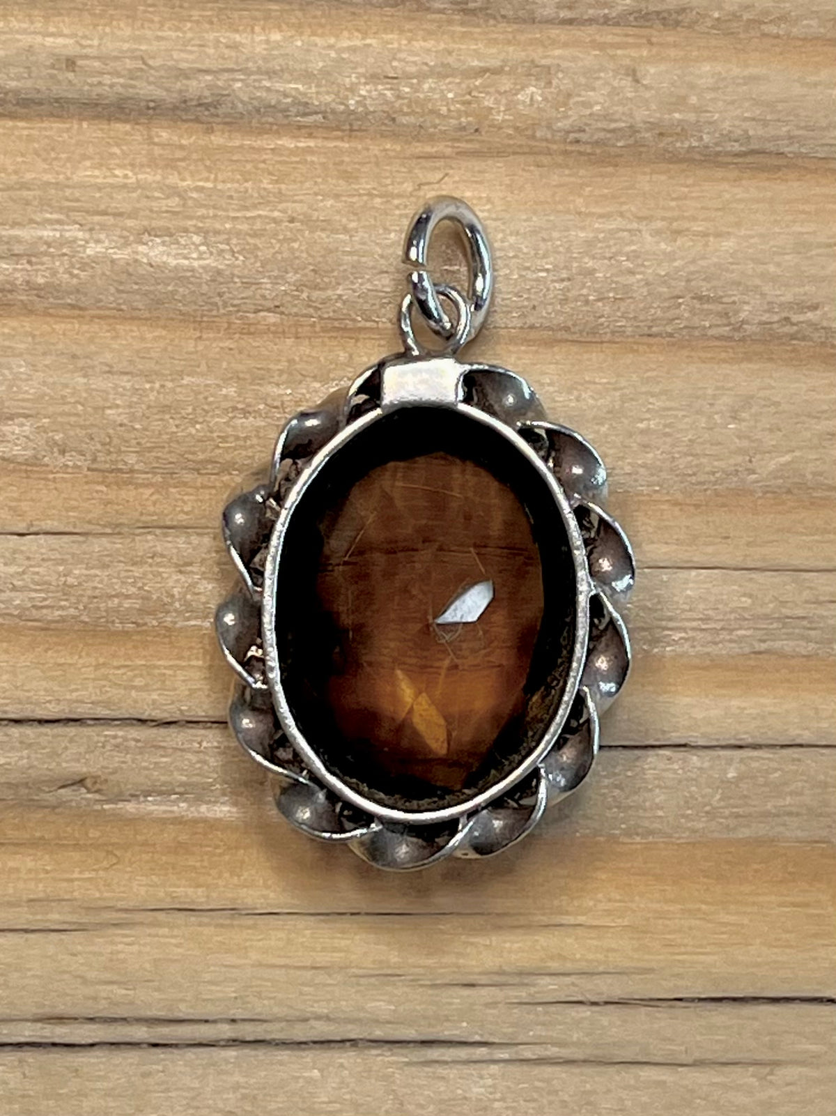 Oval Ornate Dark Citrine 925 Sterling Silver Pendant