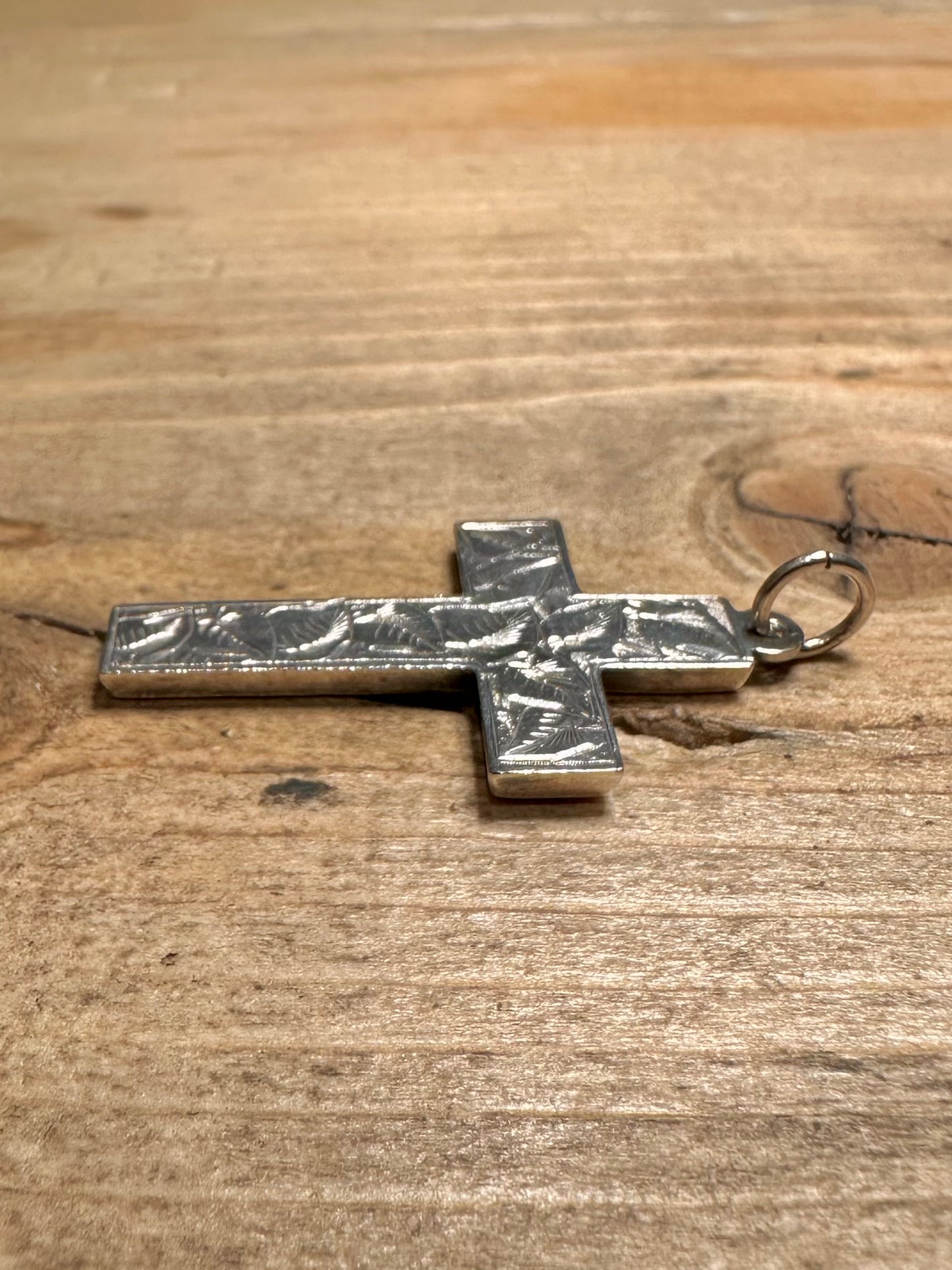 Vintage 1893 Engraved Cross 925 Silver Pendant