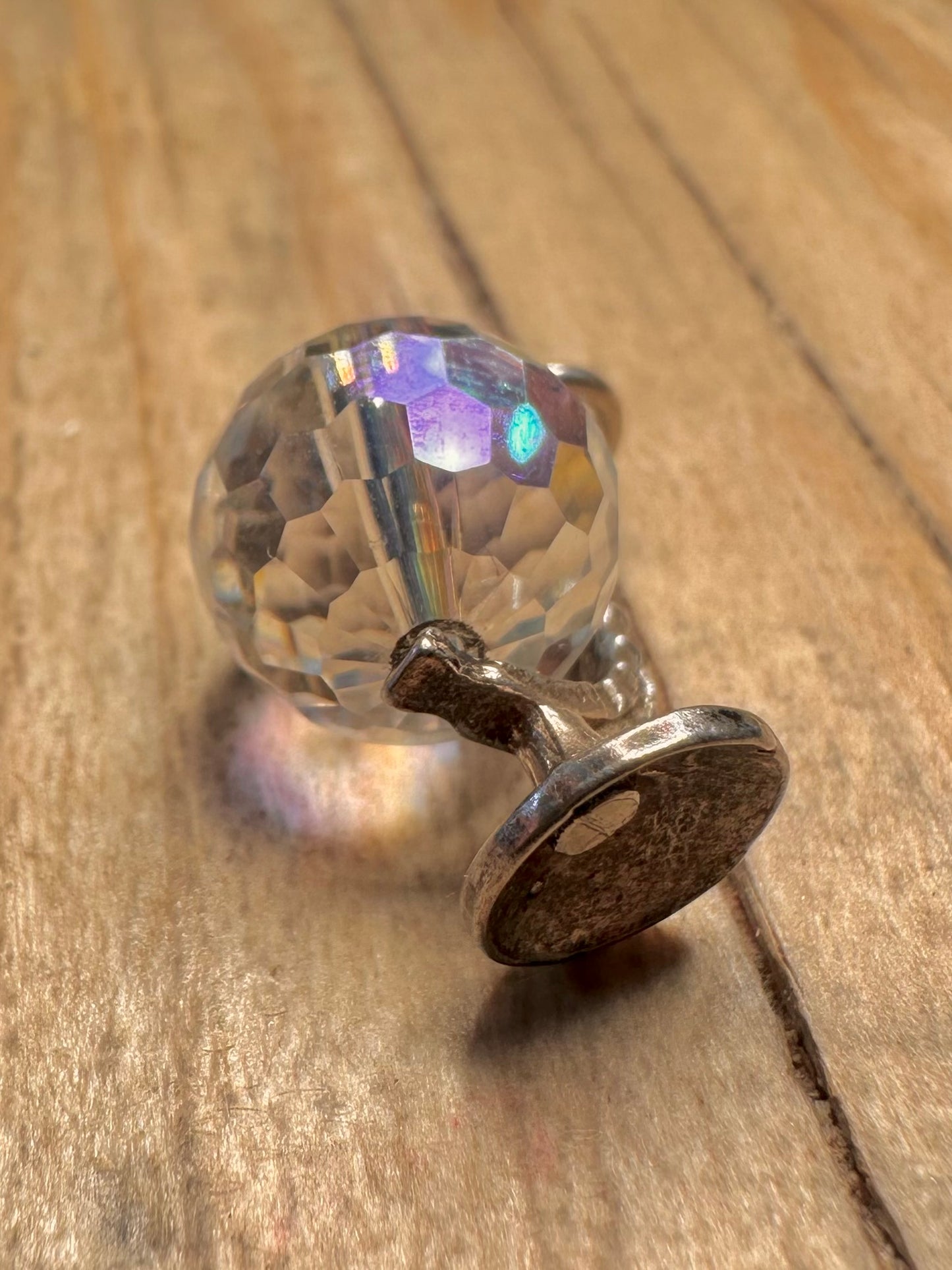 Vintage Crystal Quarts Globe 925 Sterling Silver Charm Pendant