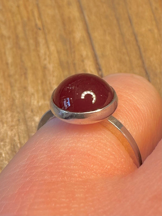 Vintage Carnelian Circle 925 Sterling Silver Size K Ring