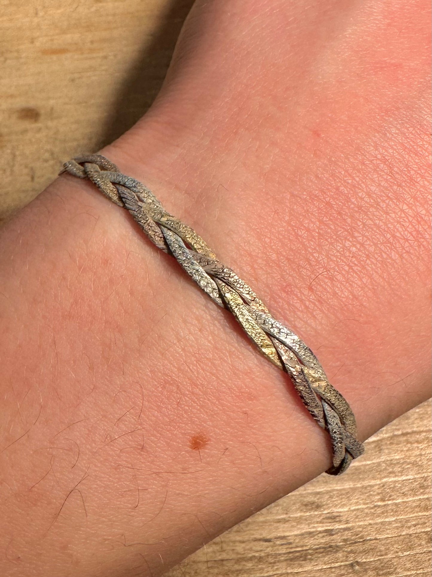 Vintage Woven Gold on 925 Silver 6.5 inch Bracelet