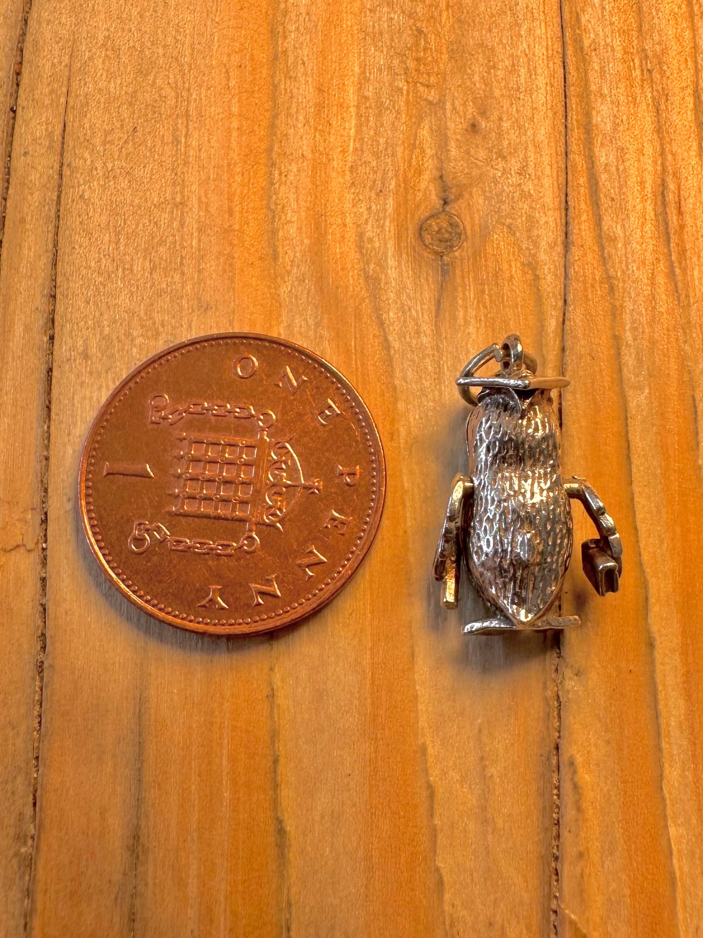 Vintage Moving Owl Professor 925 Sterling Silver Charm Pendant