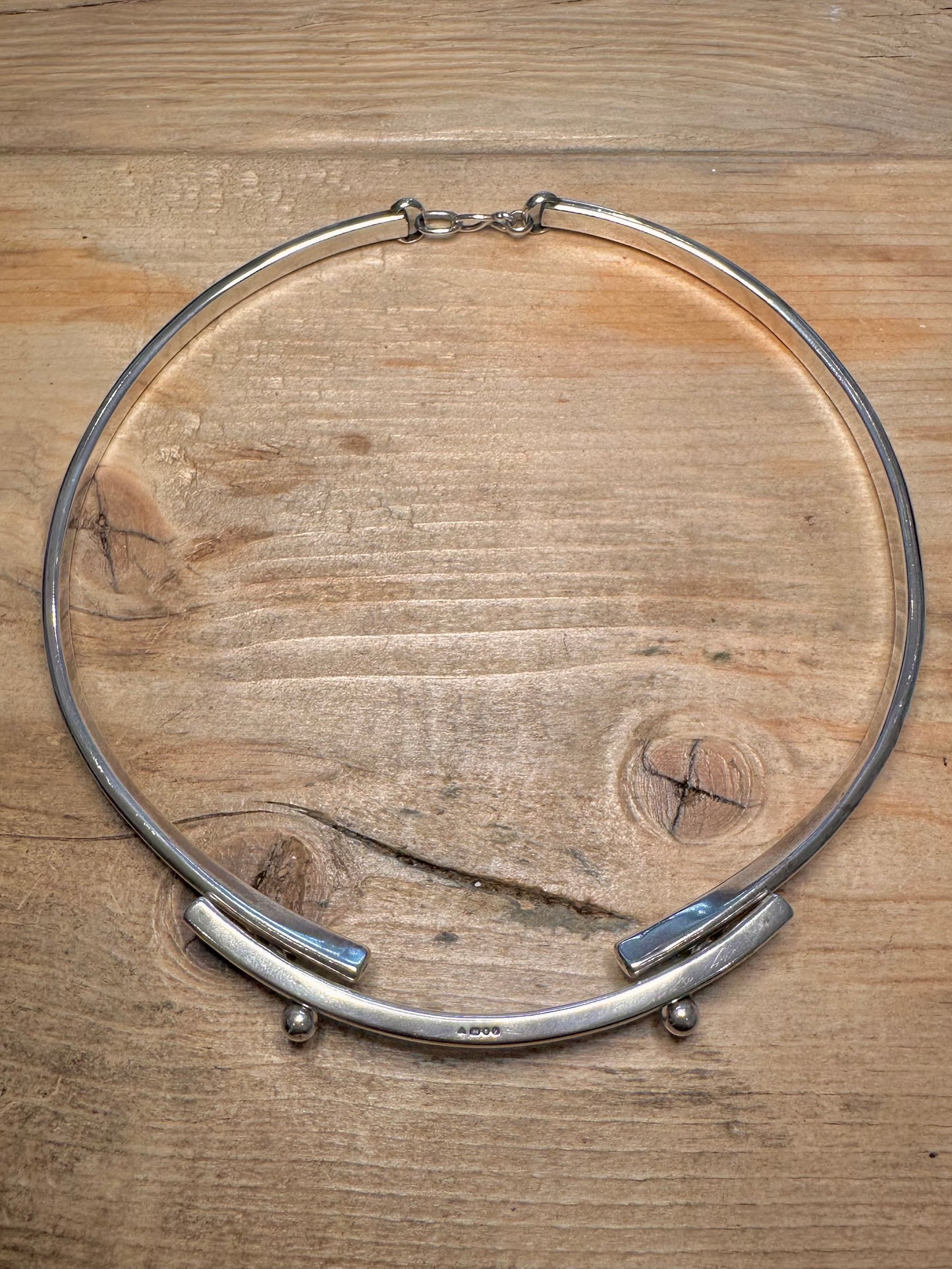 Abstract 1998 Chocker Bar Maker AR 925 Silver Necklace