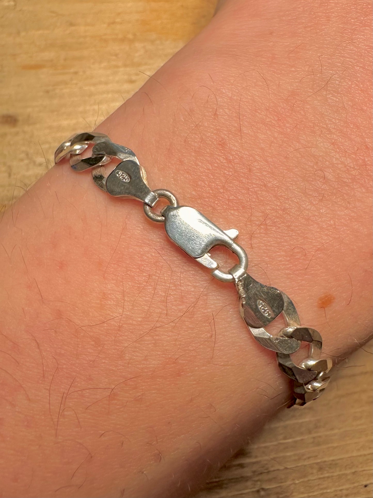 Vintage Identity Bar Curb Chain 925 Silver 8 inch Bracelet