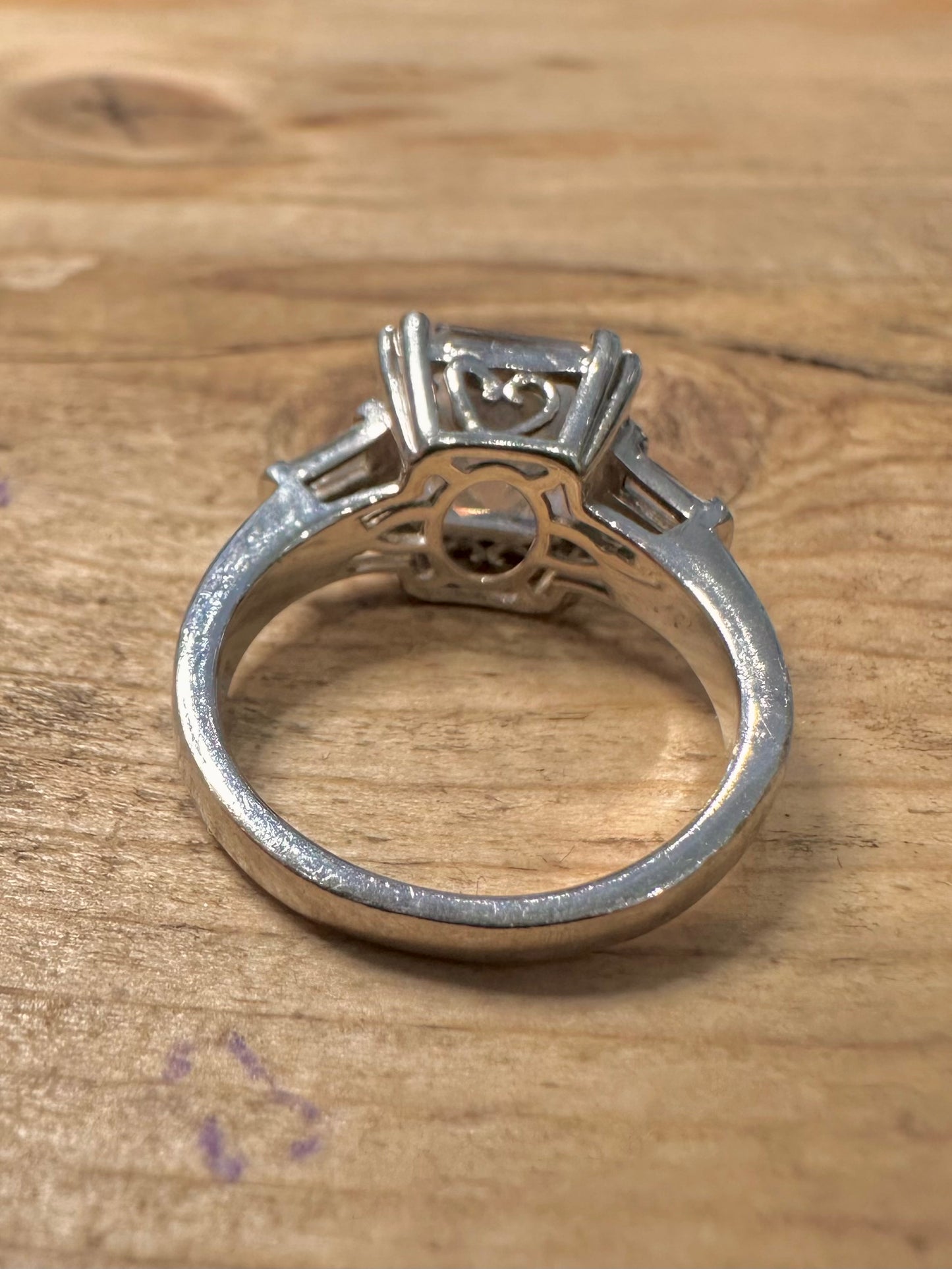 Vintage Square CZ Heart 925 Silver Size M1/2 Ring