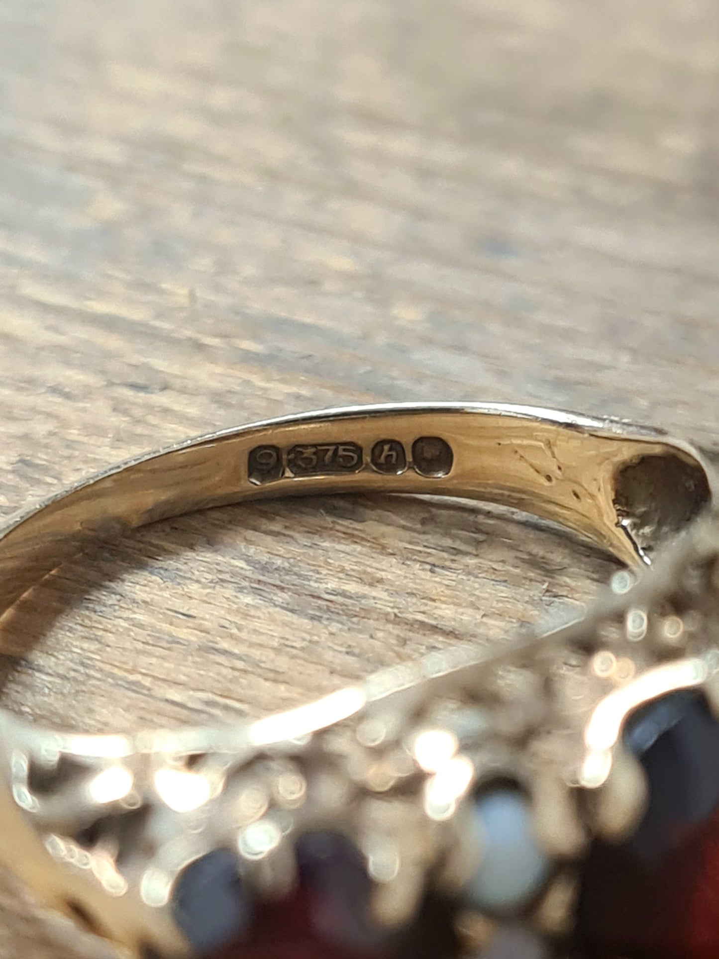 Vintage Opal and Garnet 9ct Gold Hallmarked Size K Ring