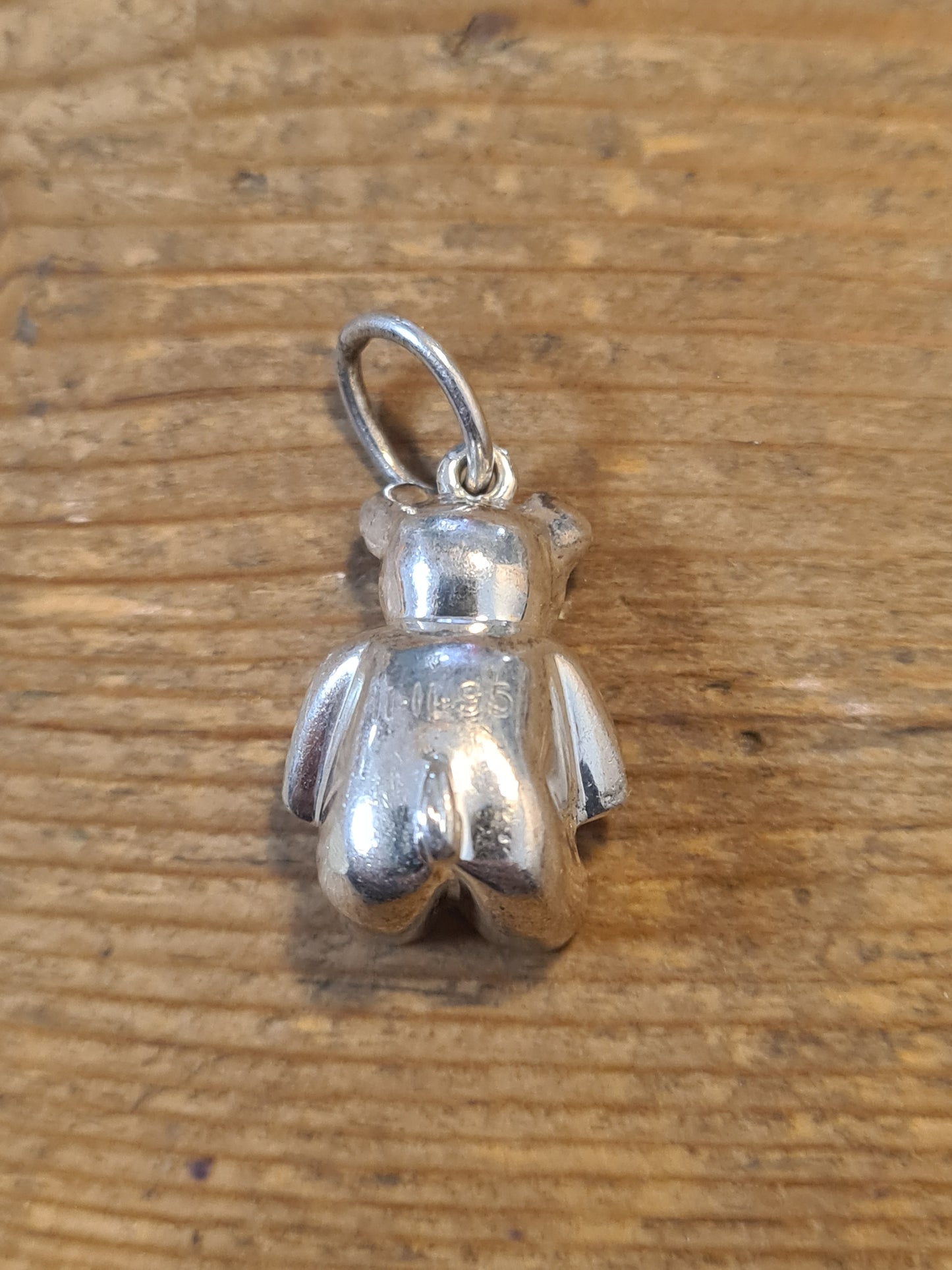 Modernist Heavy Teddy Bear 925 Silver Charm Pendant
