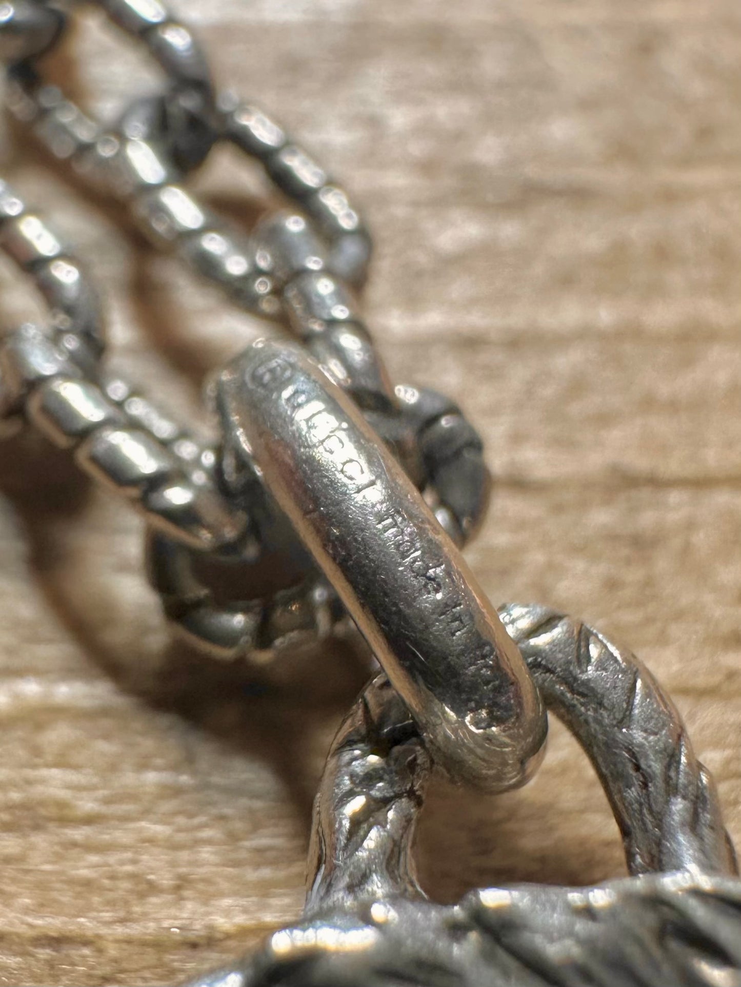 Vintage GUCCI GG Textured 925 Silver 17.5 inch Necklace