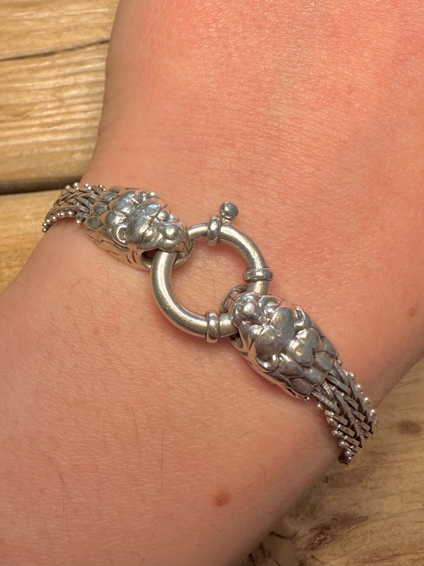 Vintage Double Lion Italian Milor 925 Silver 7.5 inch Bracelet
