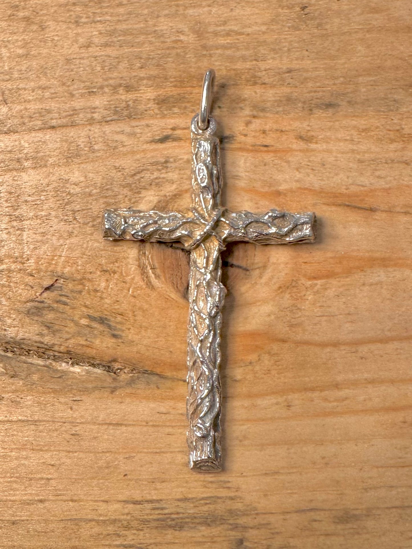 Abstract Cross Textured 925 Silver Pendant