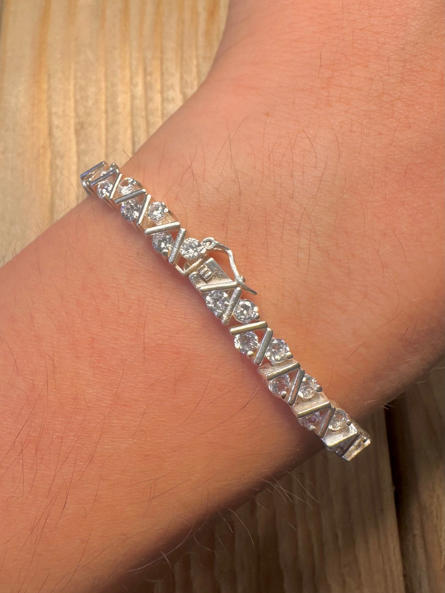 Modern CZ Tennis 925 Sterling Silver 7 inch Bracelet