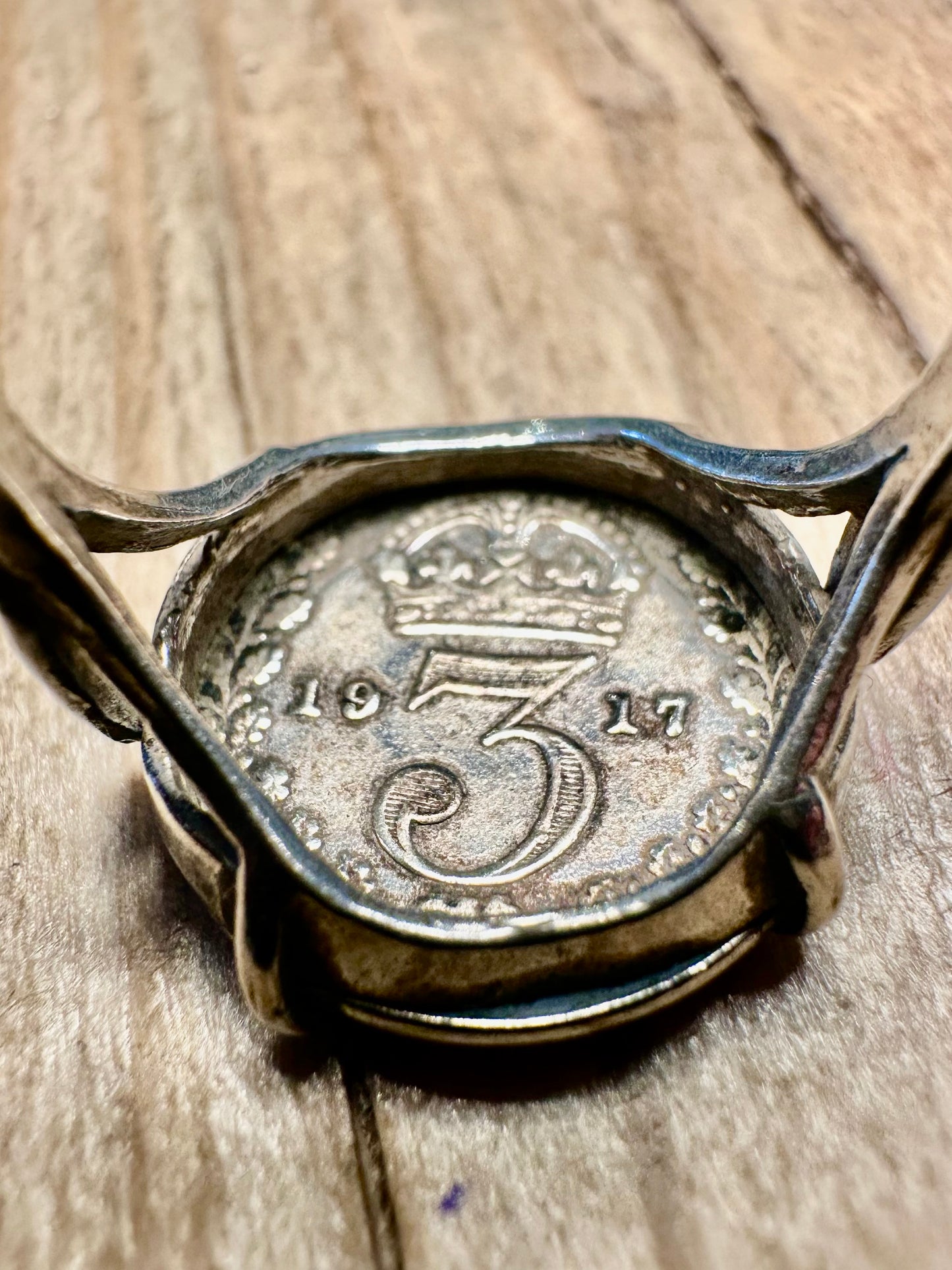 Vintage 1917 Coin 925 Sterling Silver Size O Ring