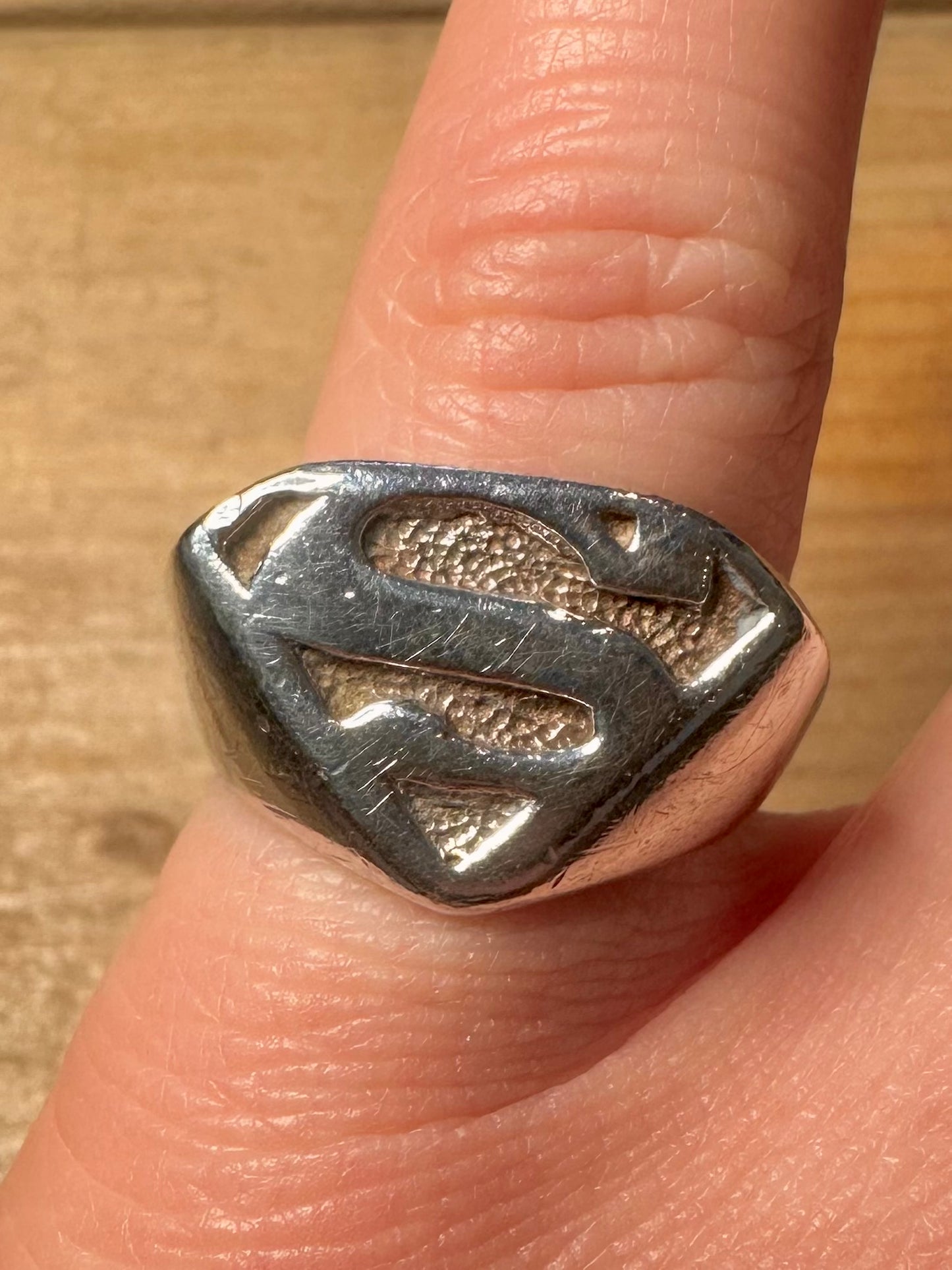Vintage Rare 1994 Superman Warner Brothers 925 Silver Size N Ring