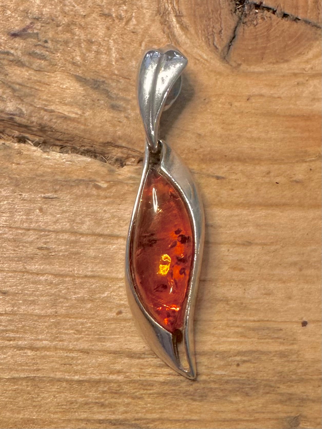 Abstract Amber 925 Silver Pendant