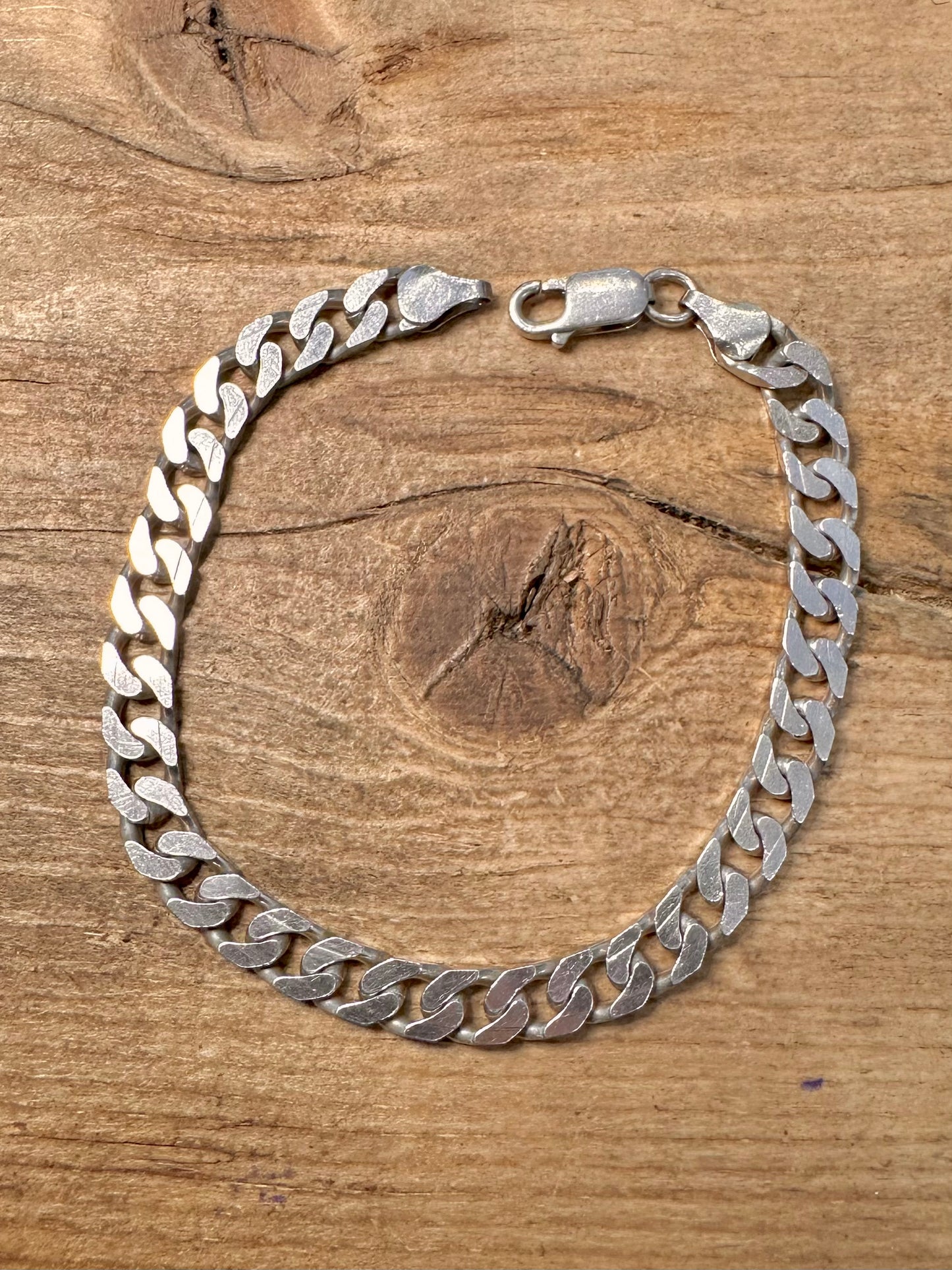 Vintage Curb Chain 925 Silver London 7.5 inch Bracelet