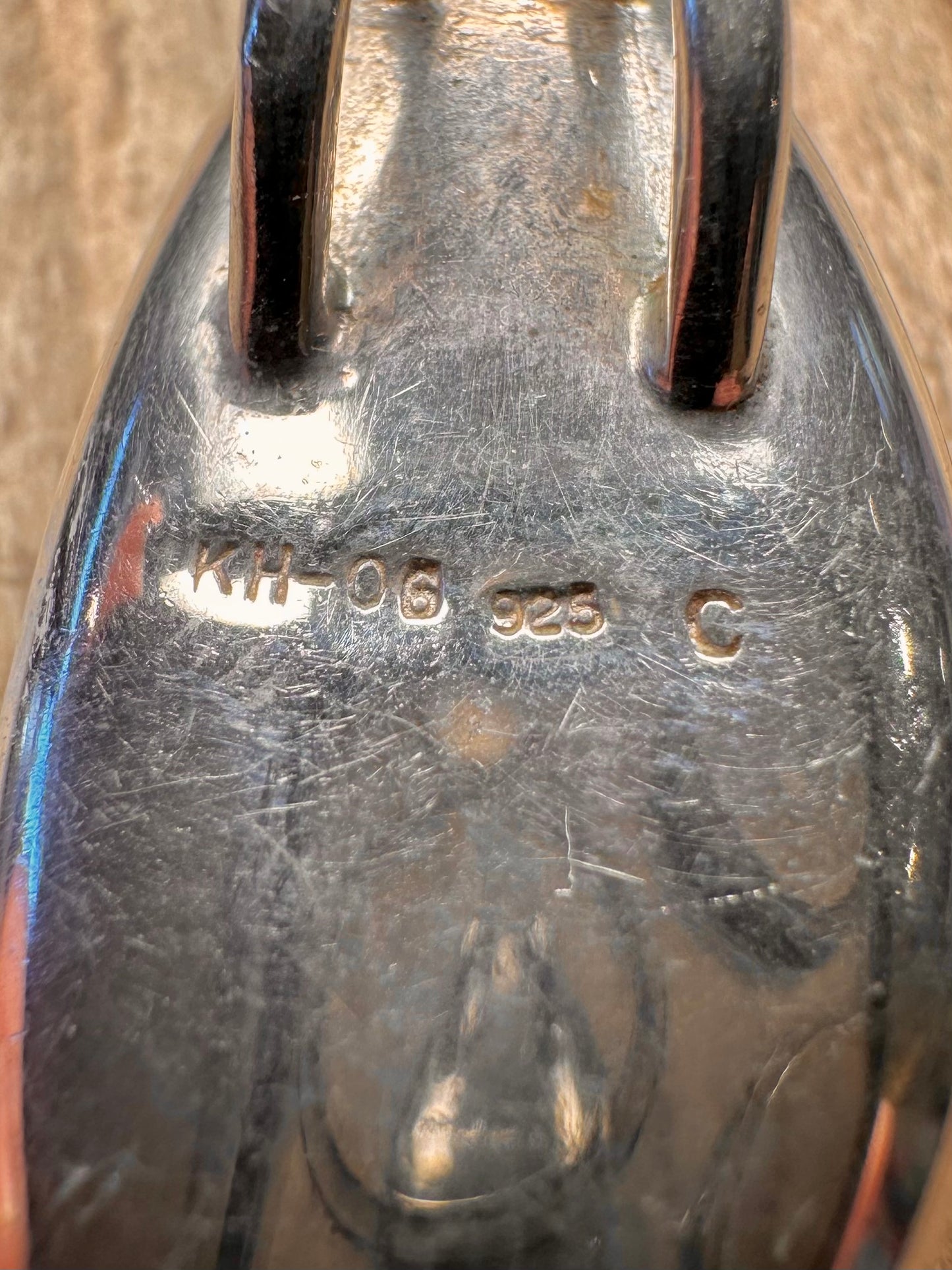 Abstract Blue Pebble Shape Maker KH 925 Sterling Silver Pendant