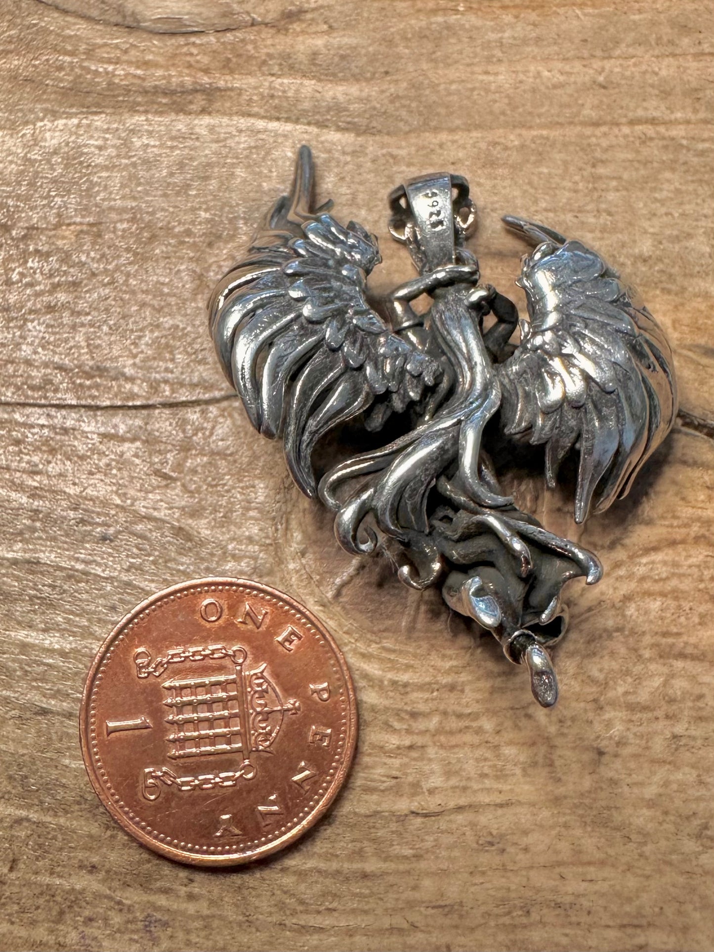 Vintage Fallen Angel 925 Silver Pendant