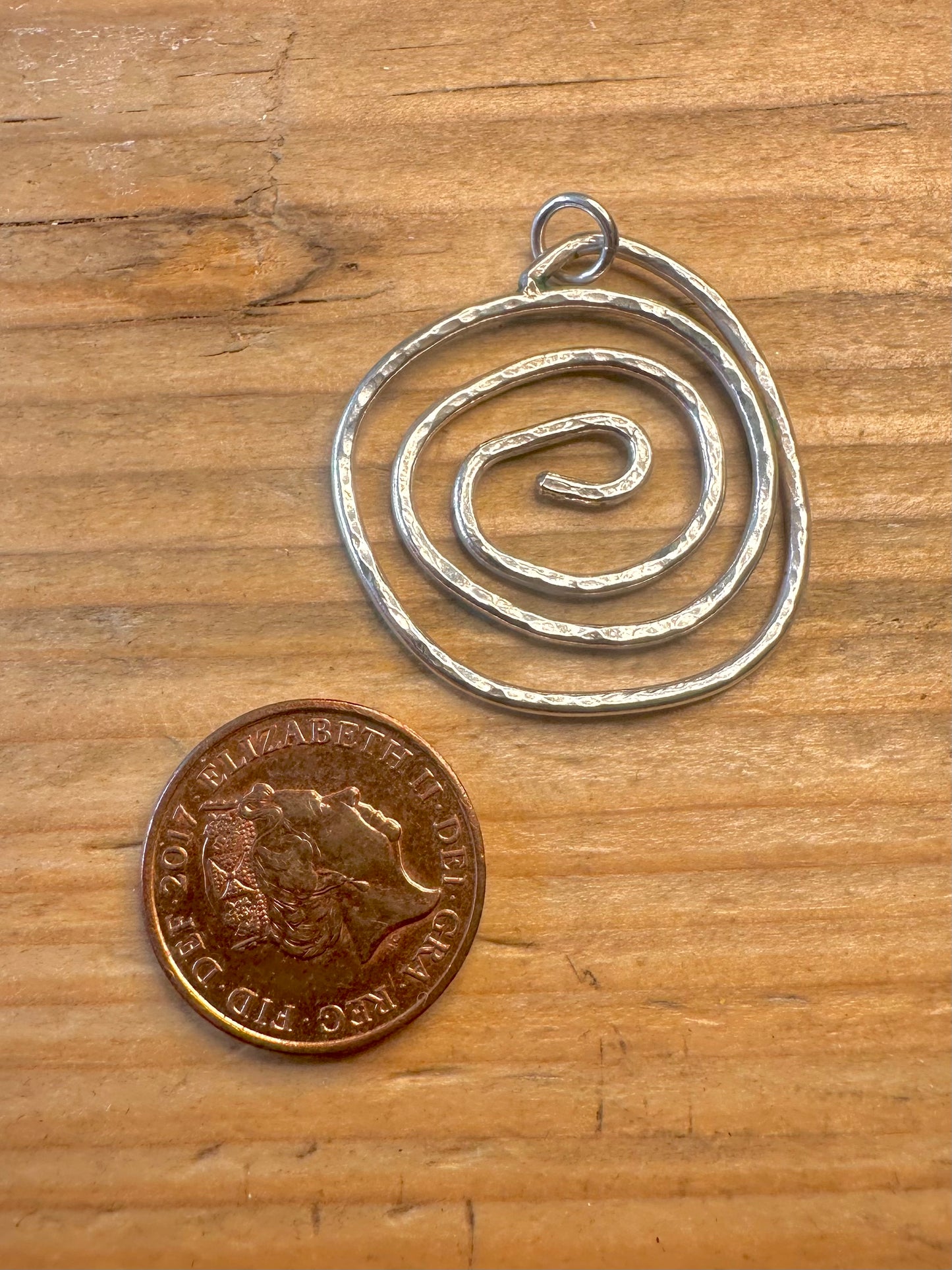 Swirl Hammered 925 Sterling Silver Pendant