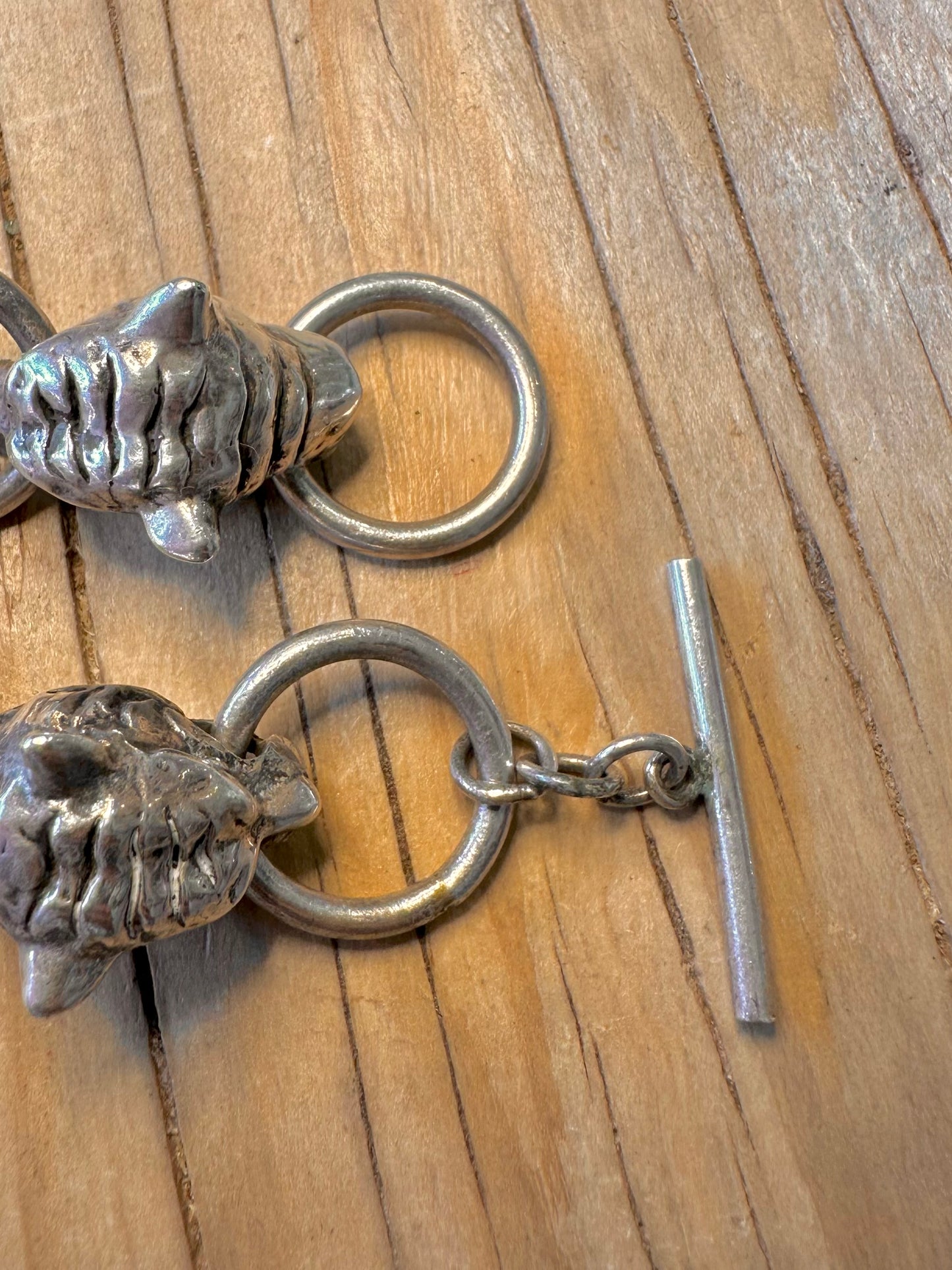 Vintage Tiger Head Link 925 Silver 8 inch Bracelet